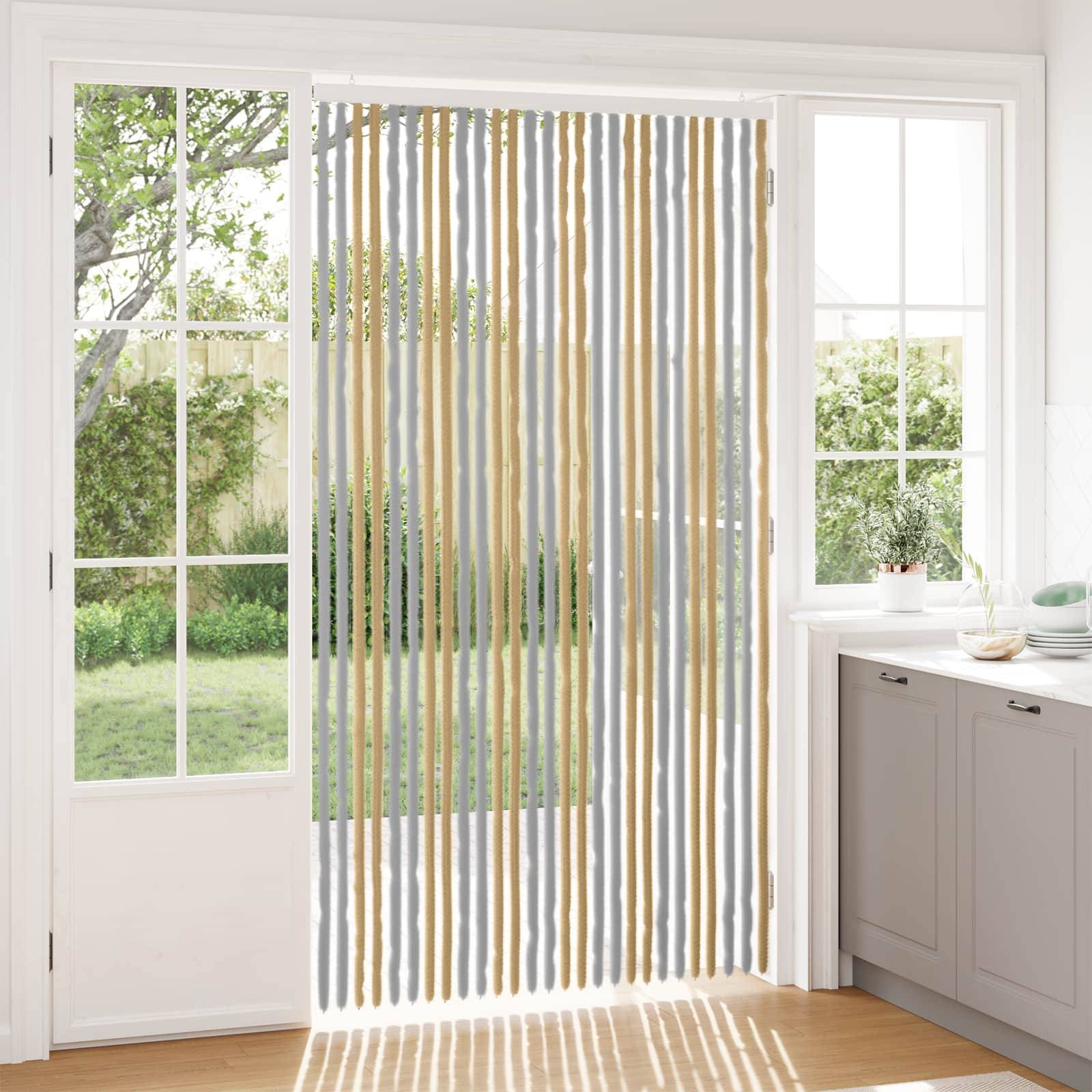 vidaXL Insektenschutzvorhang Chenille Grau und Beige 118 x 220 cm