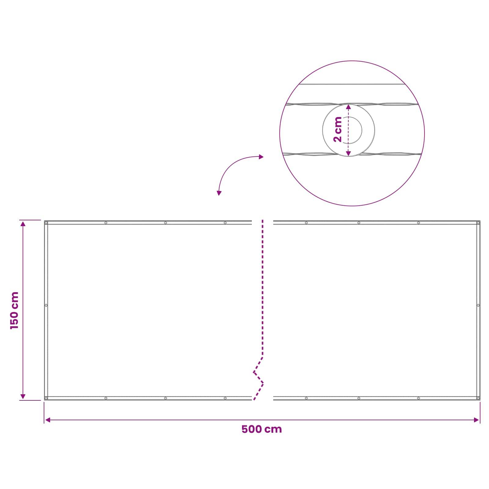 vidaXL Balkon Sichtschutz 150 x 500 cm Stoff mit PU-Beschichtung Creme
