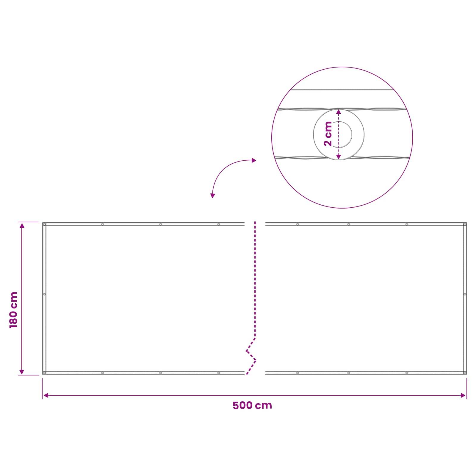 vidaXL Balkon Sichtschutz 180 x 500 cm Stoff mit PU-Beschichtung