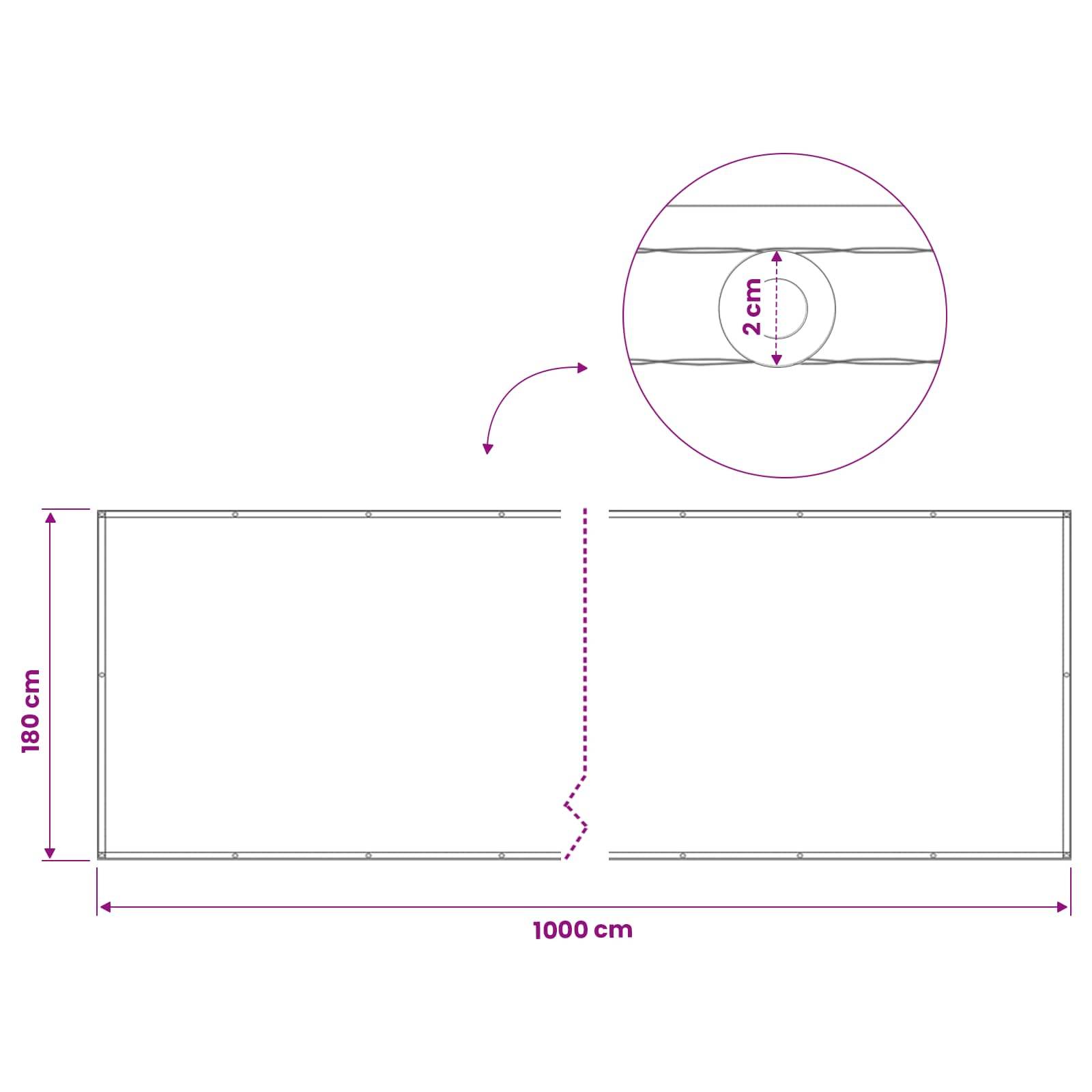 vidaXL Balkon Sichtschutz 180 x 1000 cm Stoff mit PU-Beschichtung