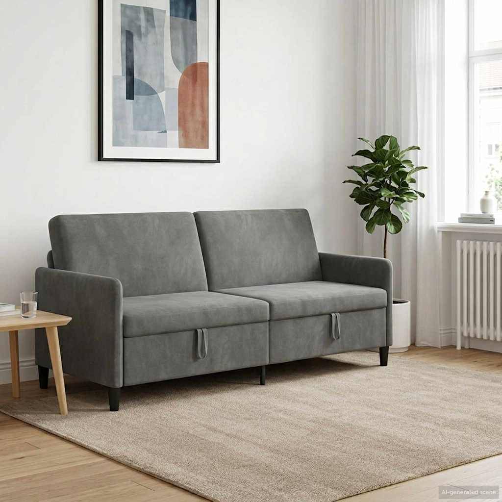 vidaXL Sofa mit Stauraum Dunkelgrau 192 x 78 x 87 cm Polyester