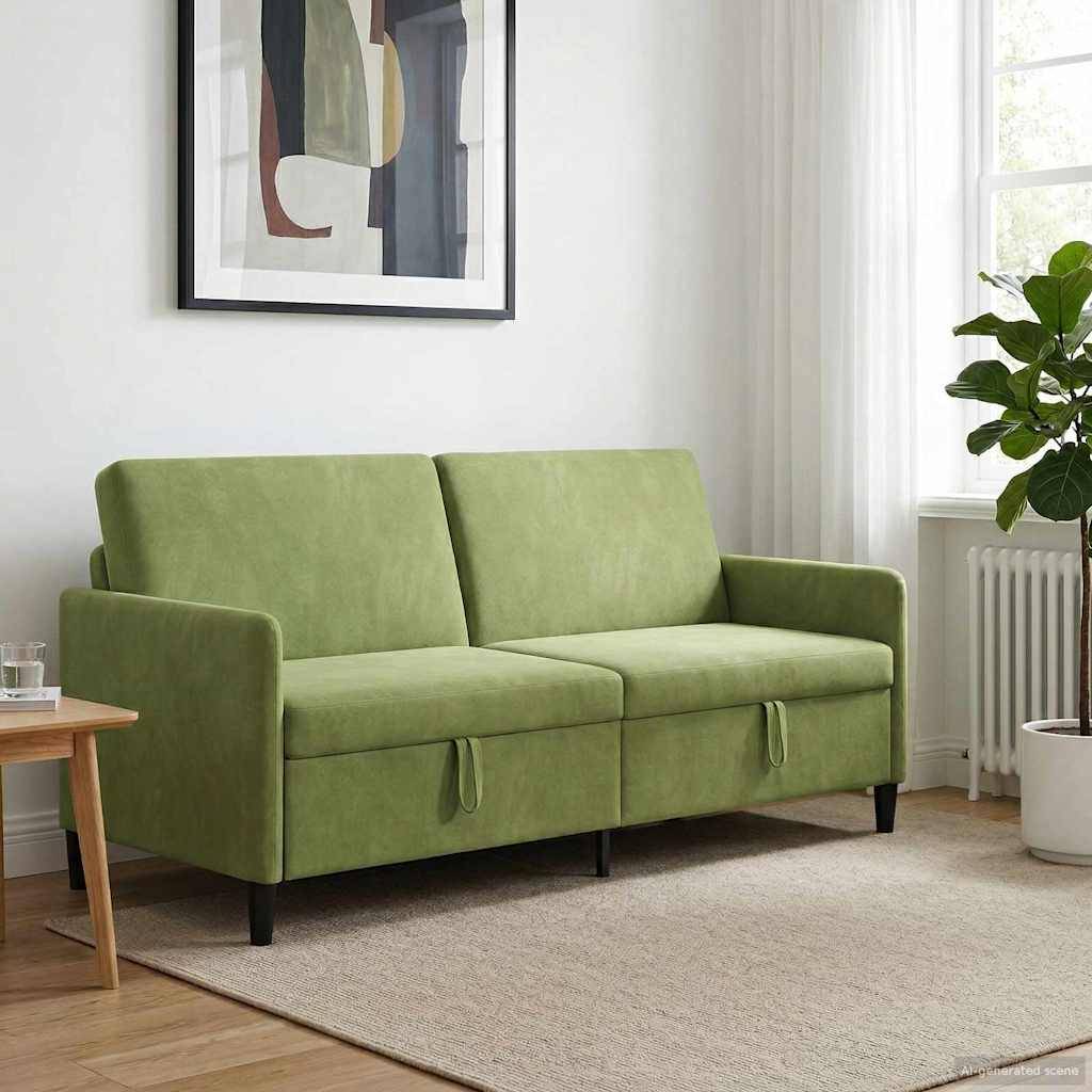 vidaXL Sofa mit Stauraum Hellgrün 192 x 78 x 87 cm Polyester
