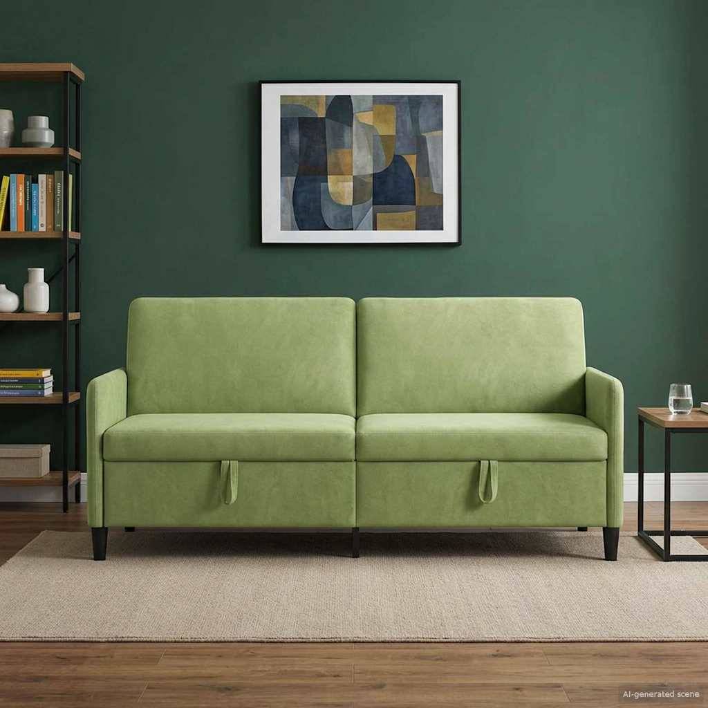 vidaXL Sofa mit Stauraum Hellgrün 192 x 78 x 87 cm Polyester