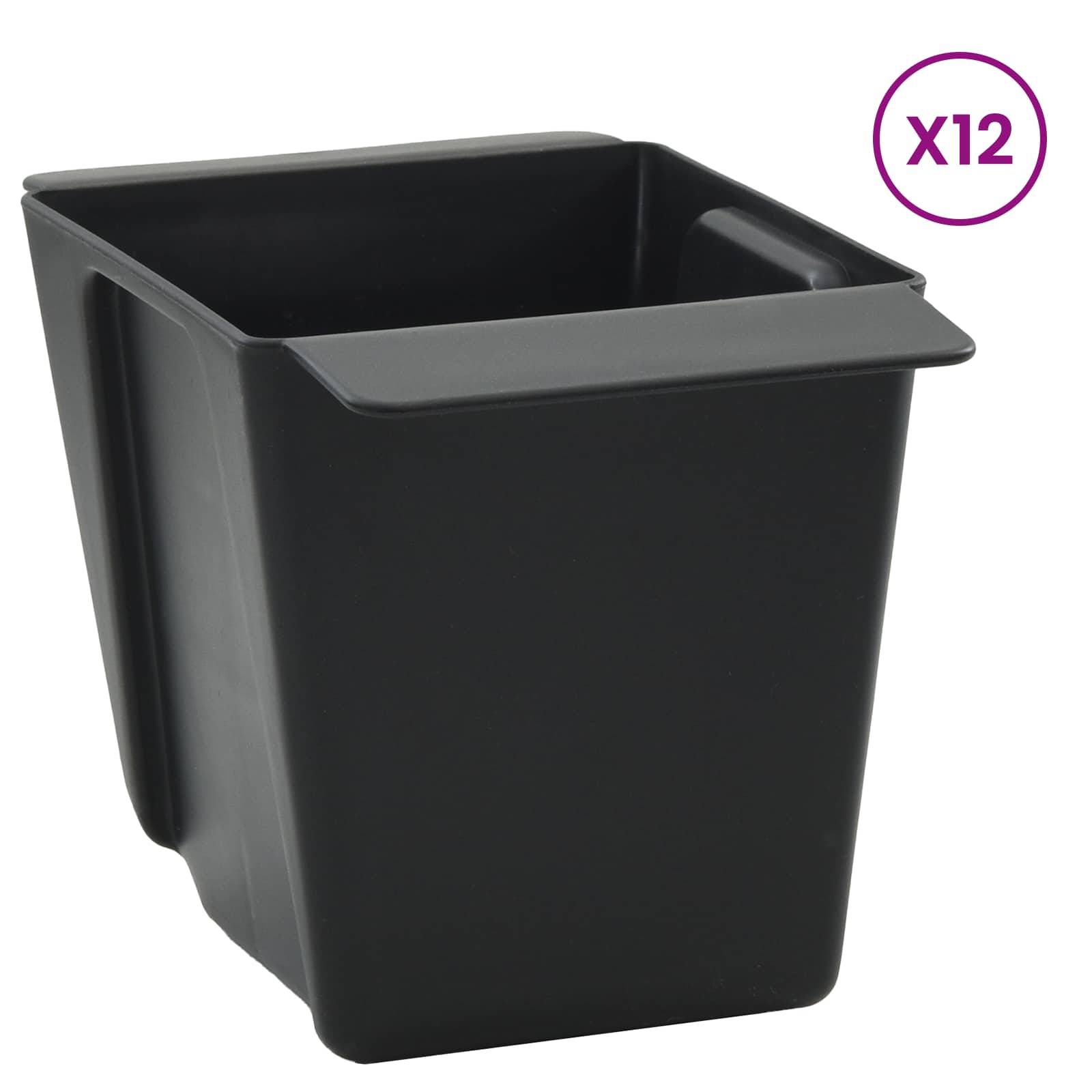 vidaXL Blumenboxen für Euro-Paletten 12 pcs Schwarz 14 x 9 x 9,5 cm