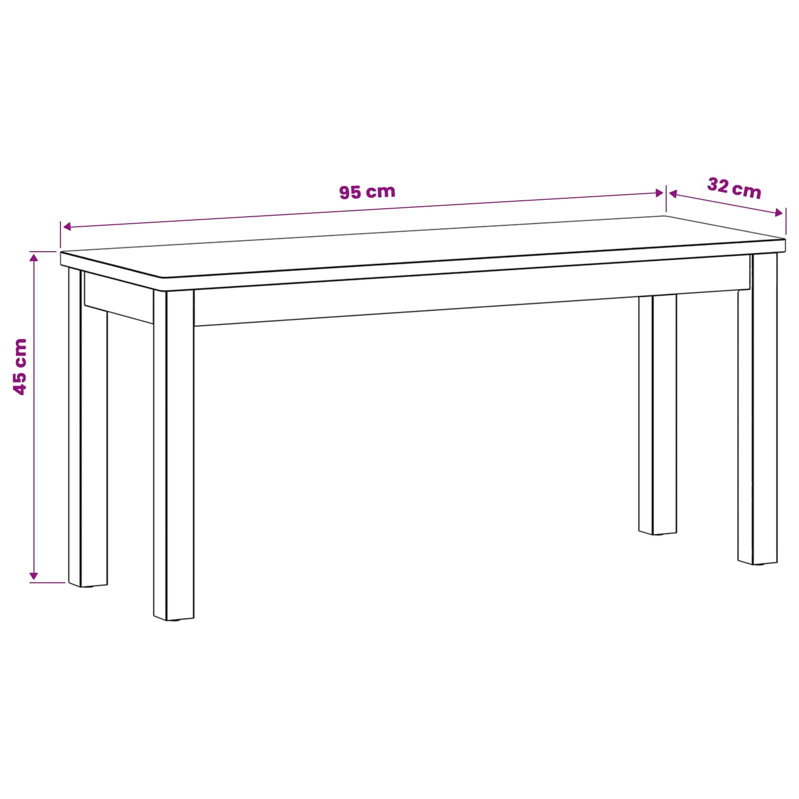 vidaXL Esstischbank 95 x 32 x 45 cm Massivholz Eiche Natur
