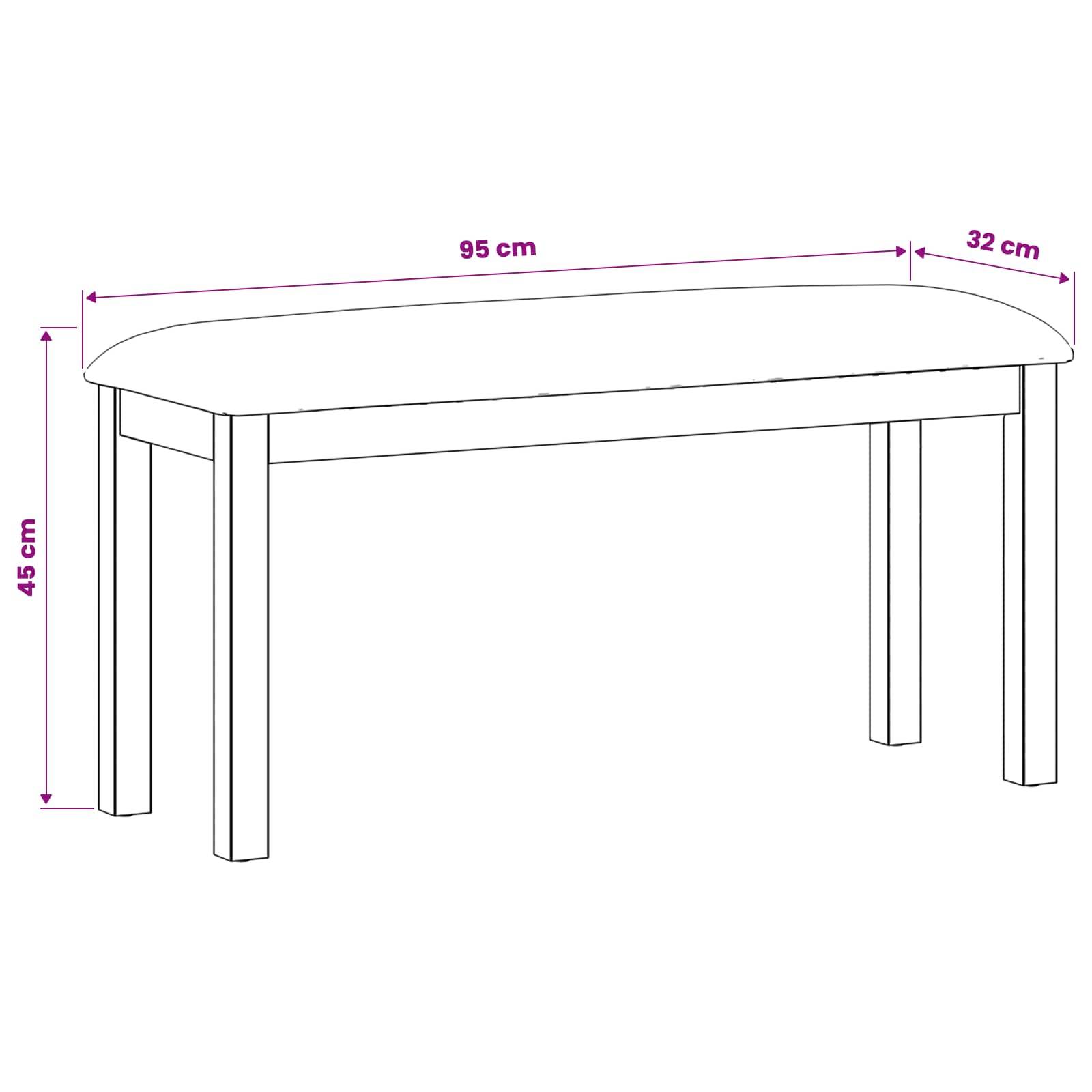 vidaXL Esstischbank 95 x 32 x 45 cm Massivholz Eiche Grau