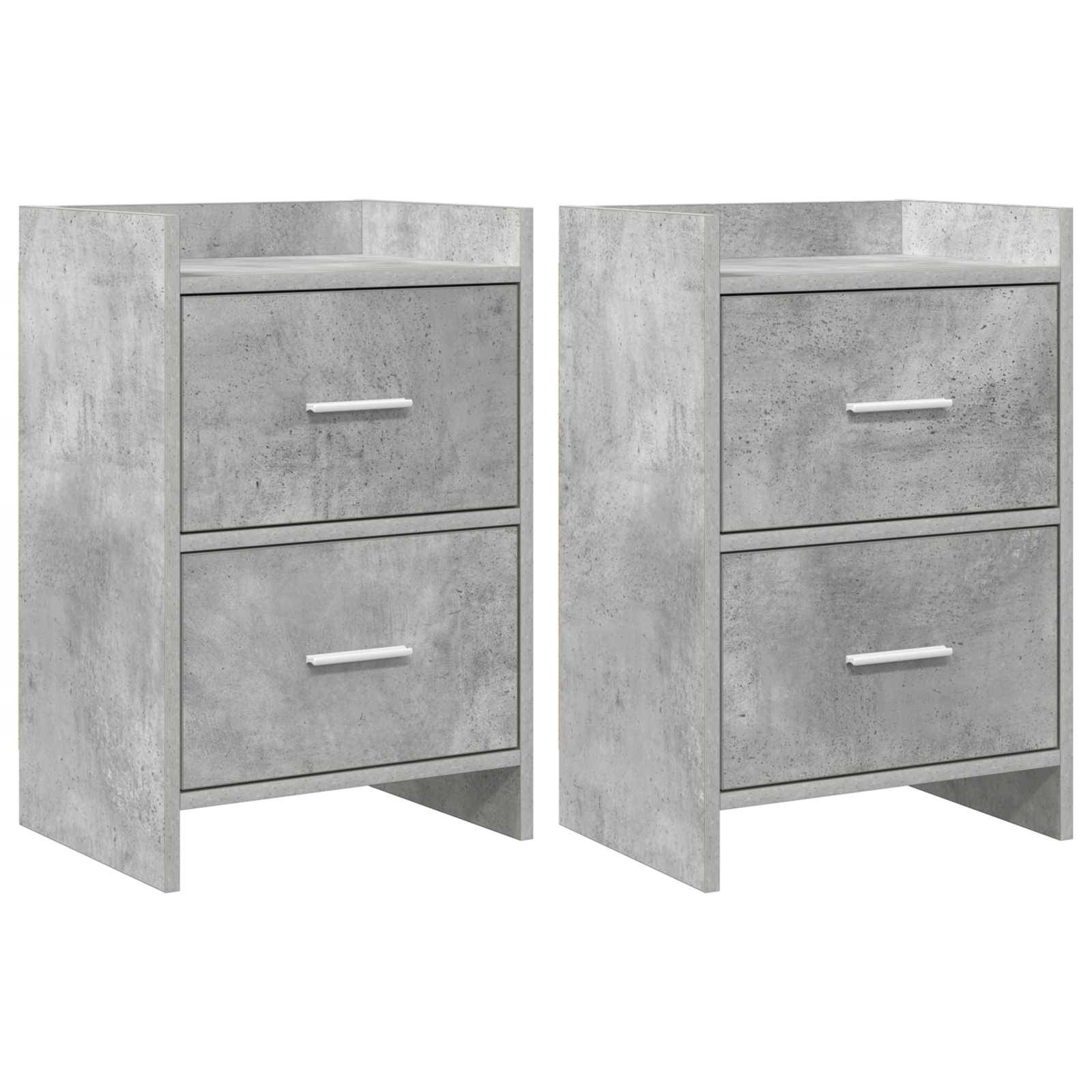 vidaXL Nachttische 2 pcs Betongrau 40 x 30 x 60 cm Holzwerkstoff