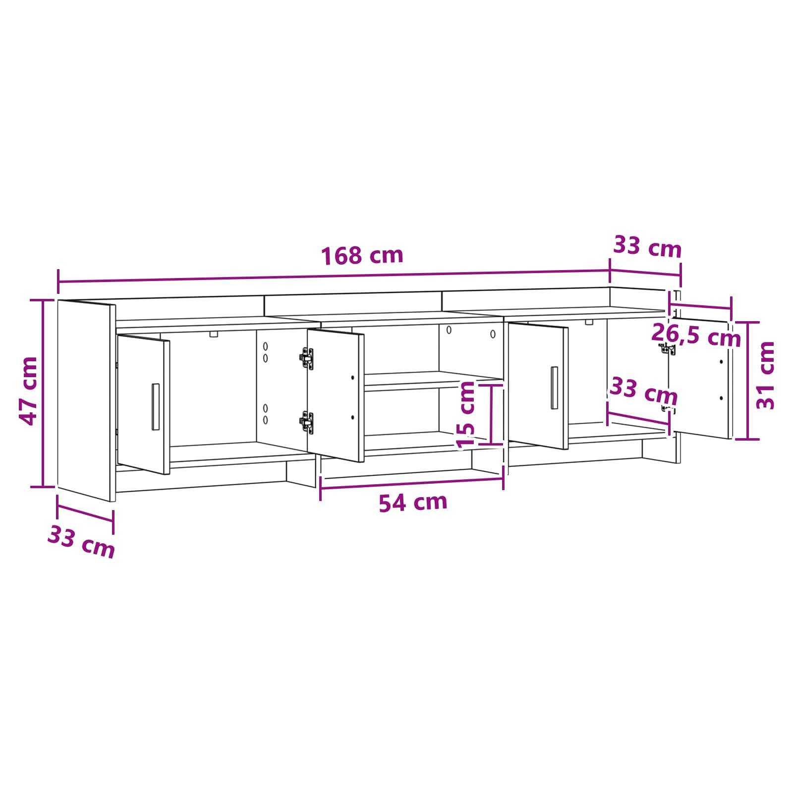 vidaXL TV-Schränk 168 x 33 x 47 cm Weiß Holzwerkstoff