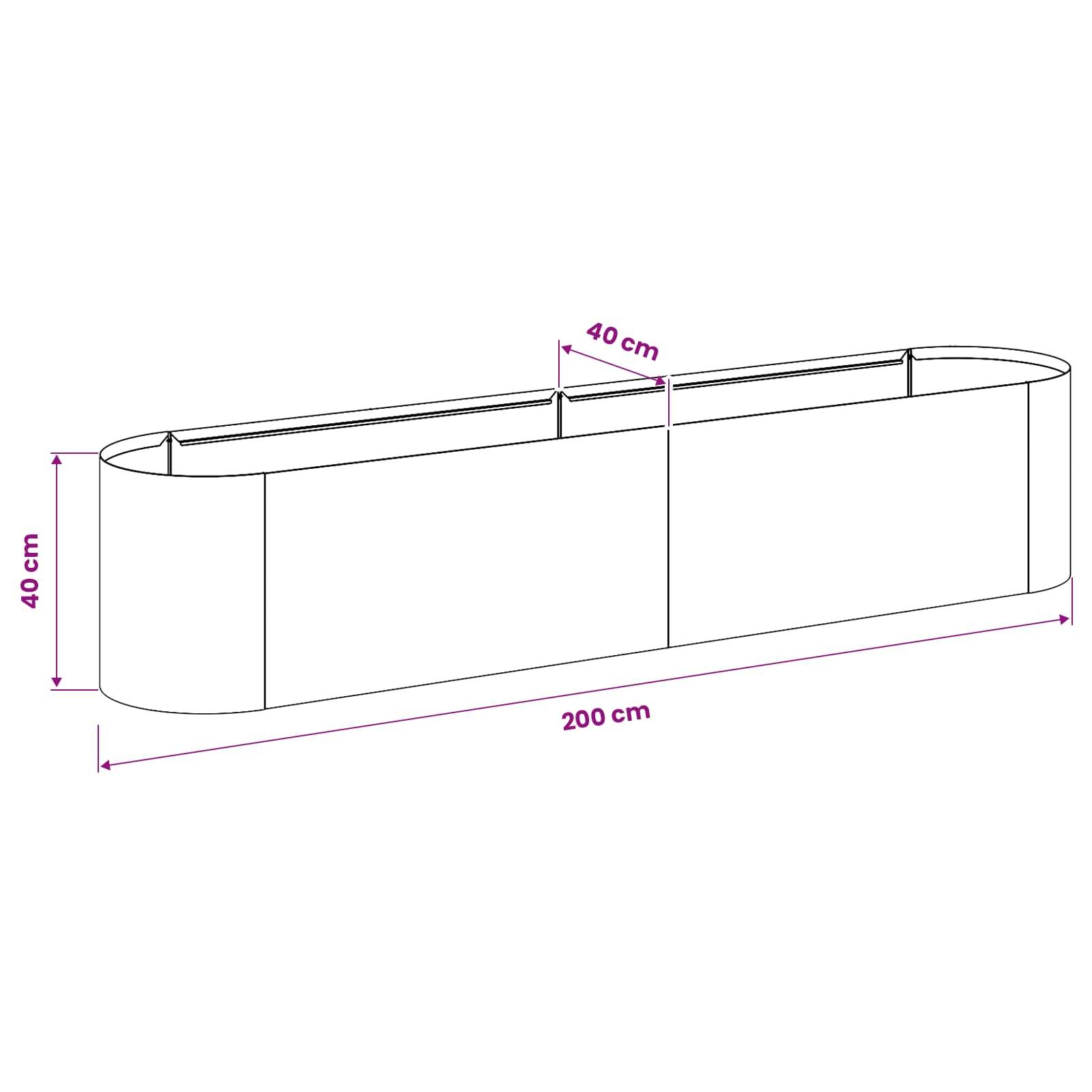 vidaXL Hochbeet im Garten Schwarz 200 x 40 x 40 cm