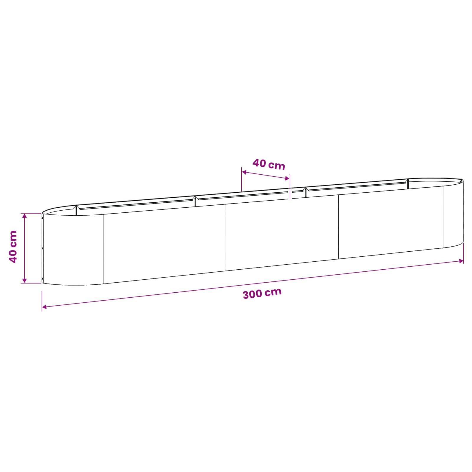 vidaXL Hochbeet im Garten Schwarz 300 x 40 x 40 cm Stahl