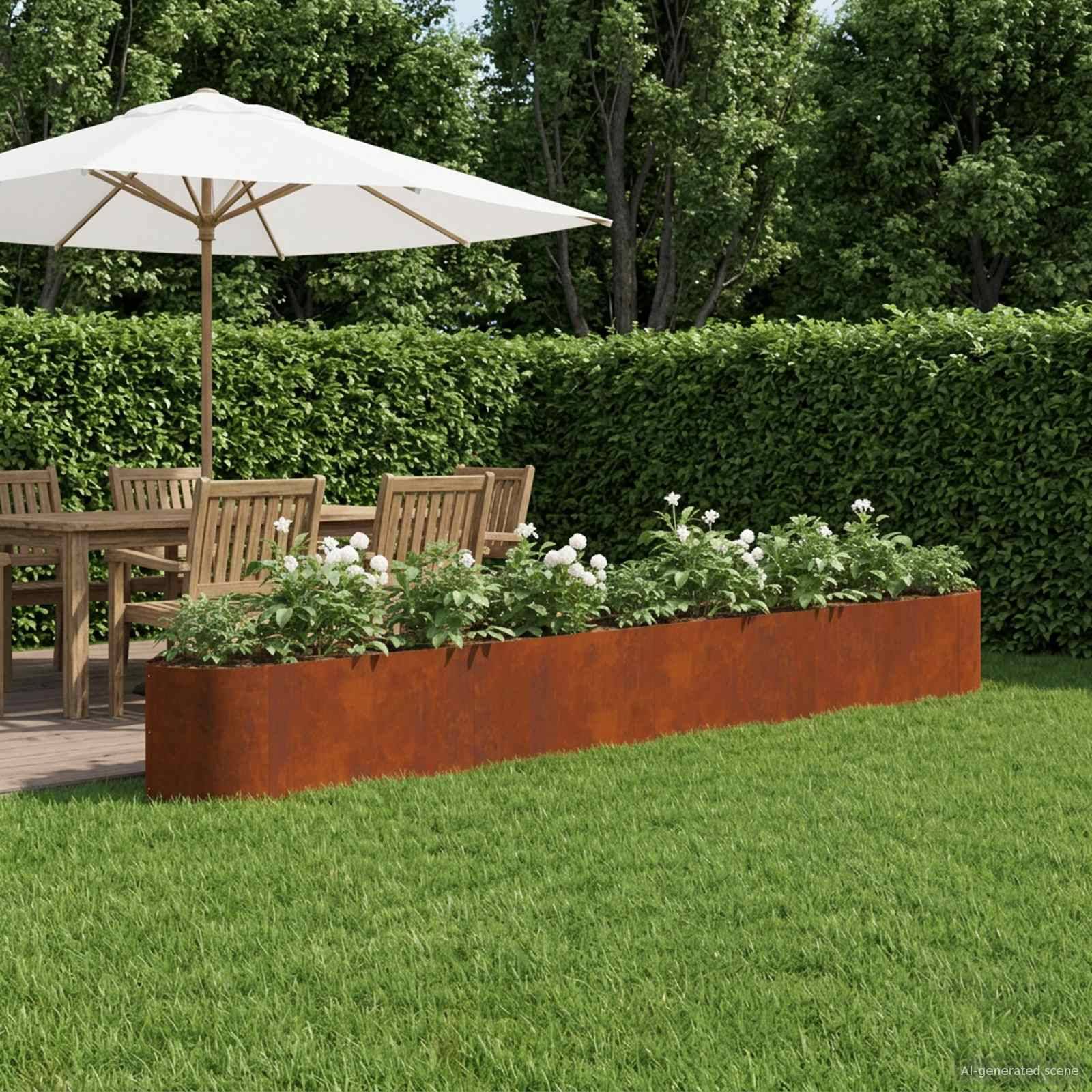 vidaXL Hochbeet im Garten Wetterfeststahl 380 x 40 x 40 cm Stahl