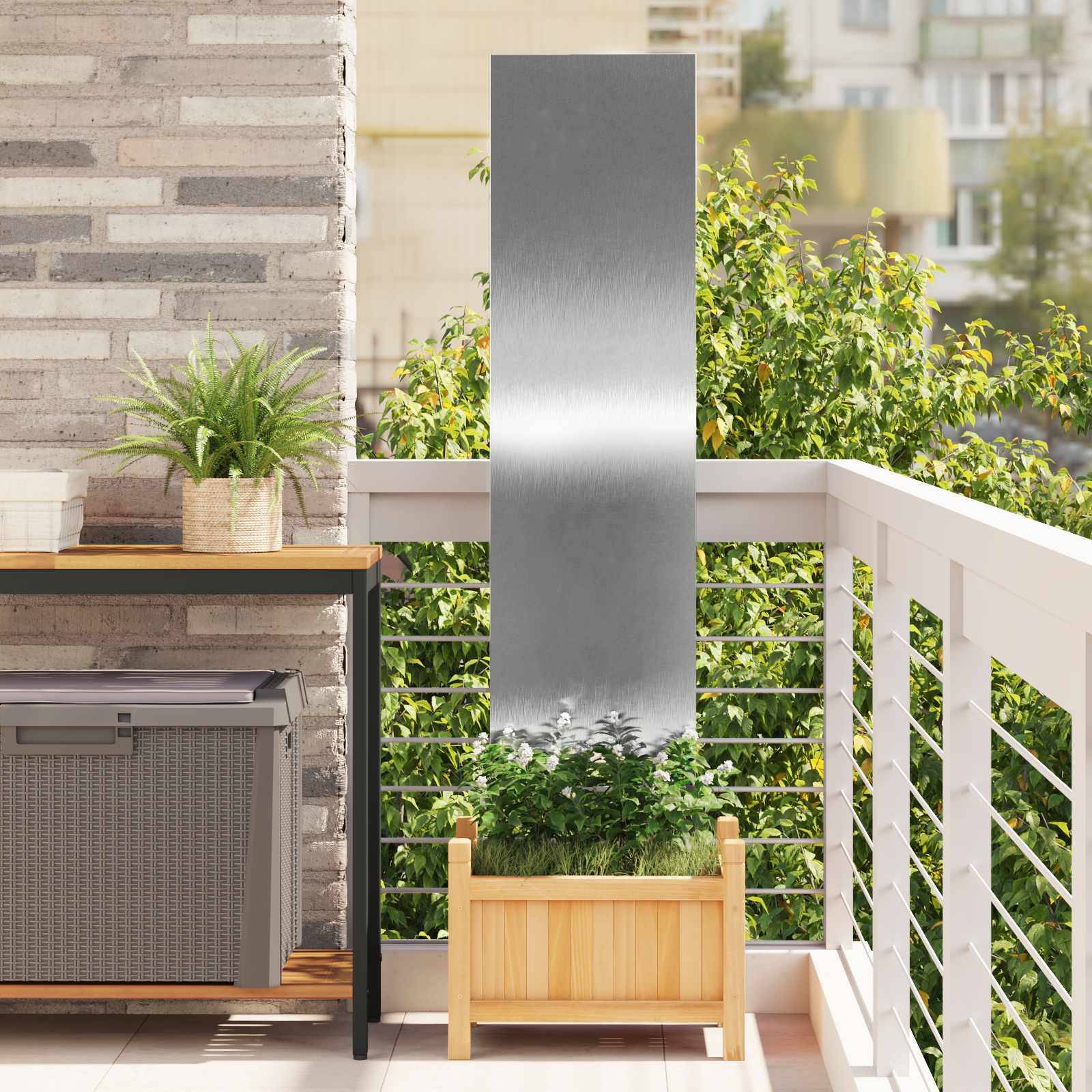 vidaXL Garten Sichtschutz-Leinwand Silber 32 x 140 cm Edelstahl