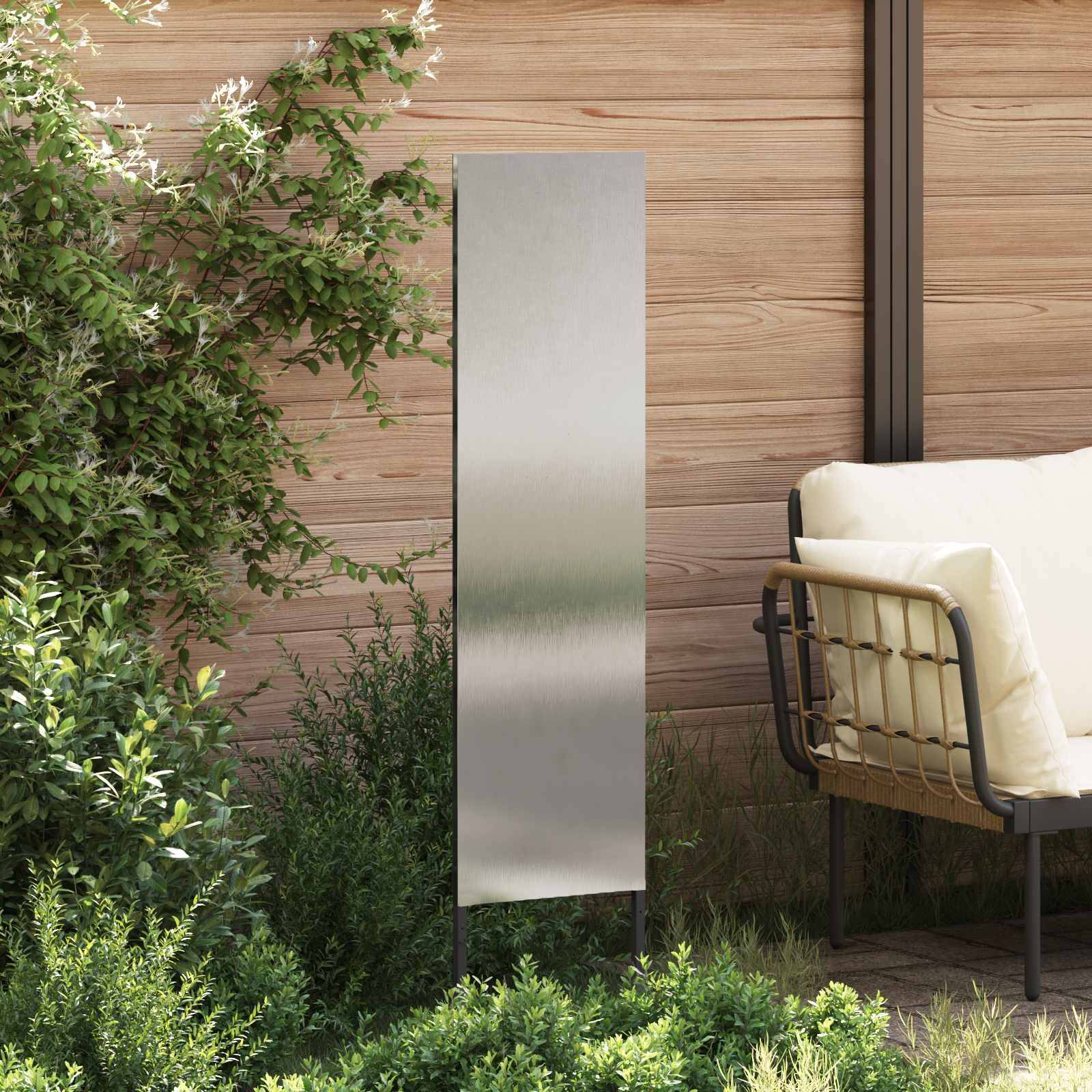 vidaXL Garten Sichtschutz-Leinwand Silber 32 x 140 cm Edelstahl