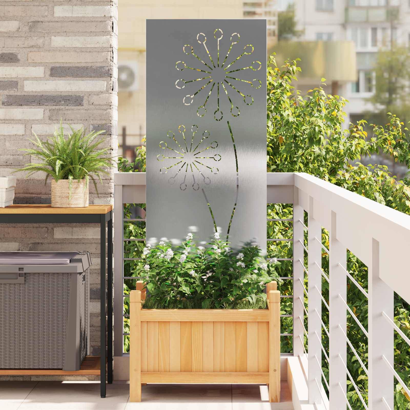 vidaXL Garten Sichtschutz-Leinwand Silber 50 x 140 cm Edelstahl