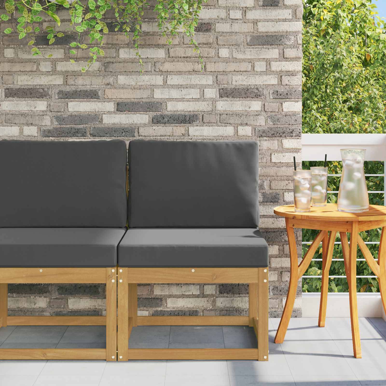 vidaXL Outdoor-Sofagarnitur Weiß und Anthrazit 59 x 63 x 73 cm