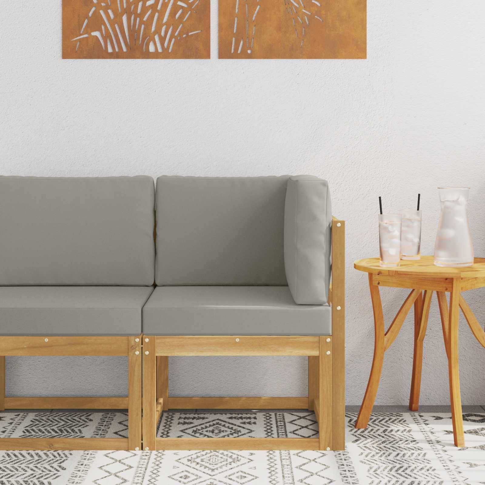 vidaXL Outdoor-Sofagarnitur Weiß und Hellgrau 51 x 54 x 73 cm