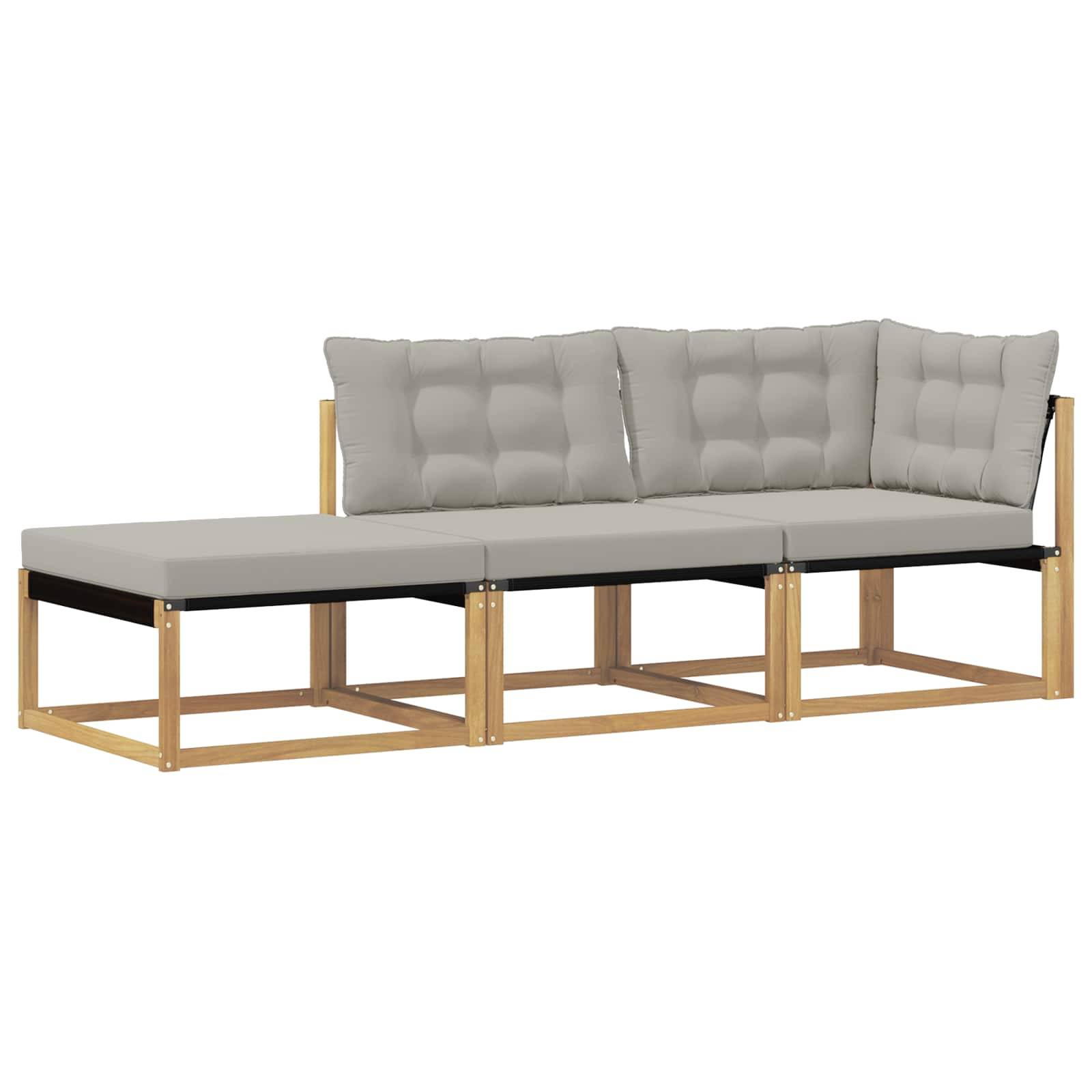 vidaXL Outdoor-Sofagarnitur Weiß und Hellgrau 241,5 x 83 x 73 cm