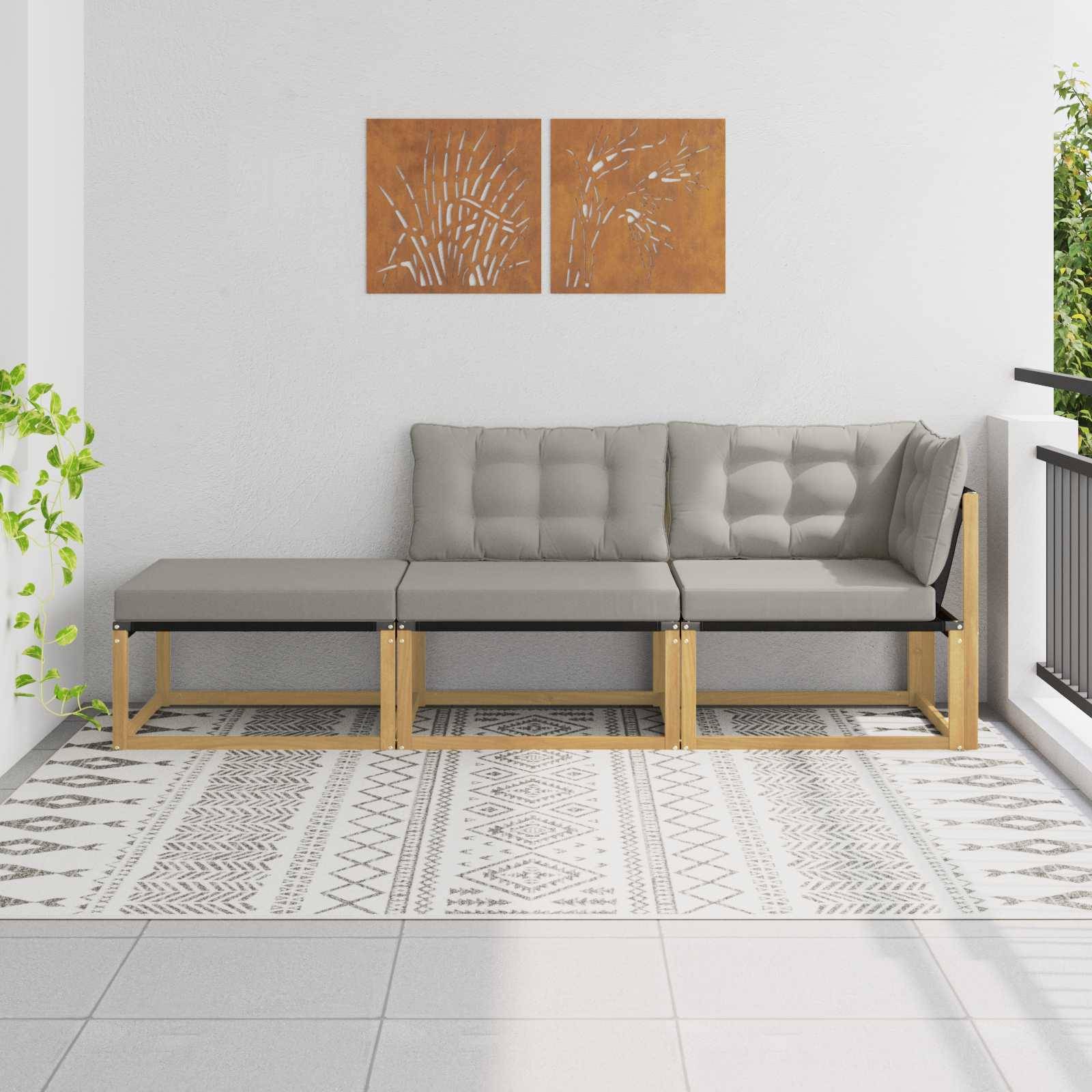 vidaXL Outdoor-Sofagarnitur Weiß und Hellgrau 241,5 x 83 x 73 cm
