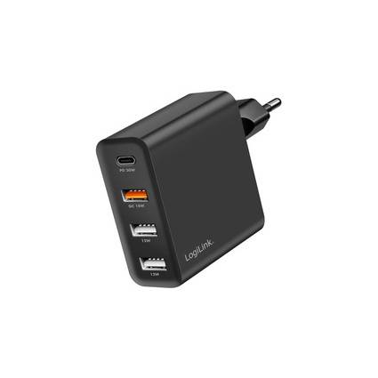 LogiLink USB-Steckdosenadapter, 3x USB-A (QC), 1x USB-C (PD)