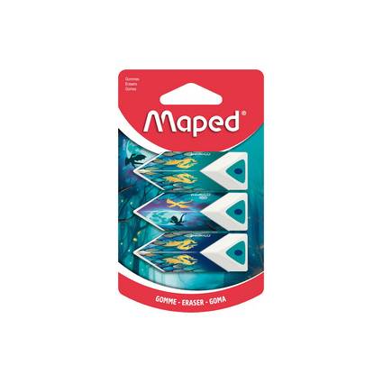 Maped Kunststoff-Radierer Pyramide DRAGON, 3er Blister