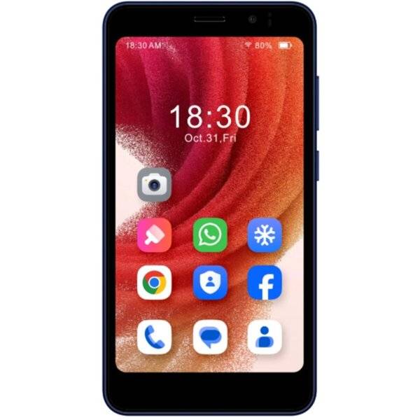 Smartphone-Startbildschirm mit Uhrzeit 18:30 und Datum 31. Okt, Fr, mit Symbolen für Kamera, WhatsApp, Chrome, Telefon, Nachrichten, Kontakte und Facebook-App.