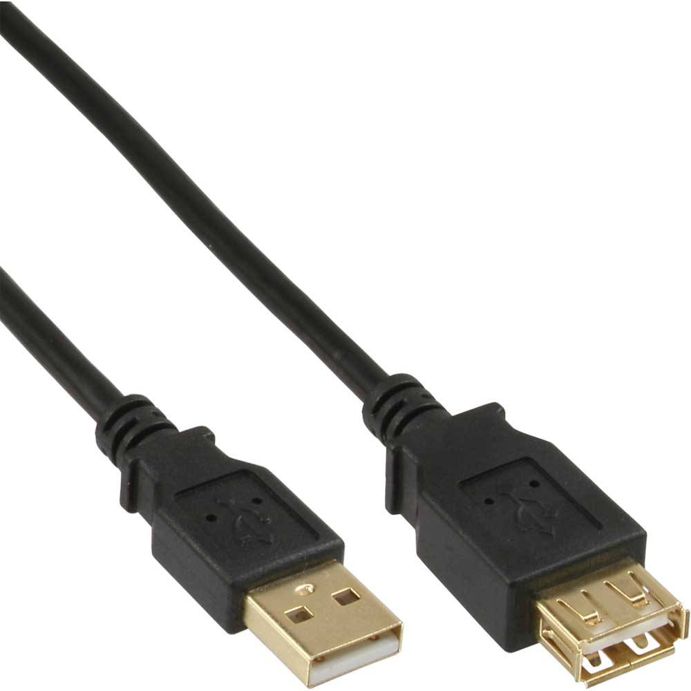 InLine® 34650S USB 2.0 Verlängerung, Stecker / Buchse, Typ A, schwarz, Kontakte gold, 0,5m