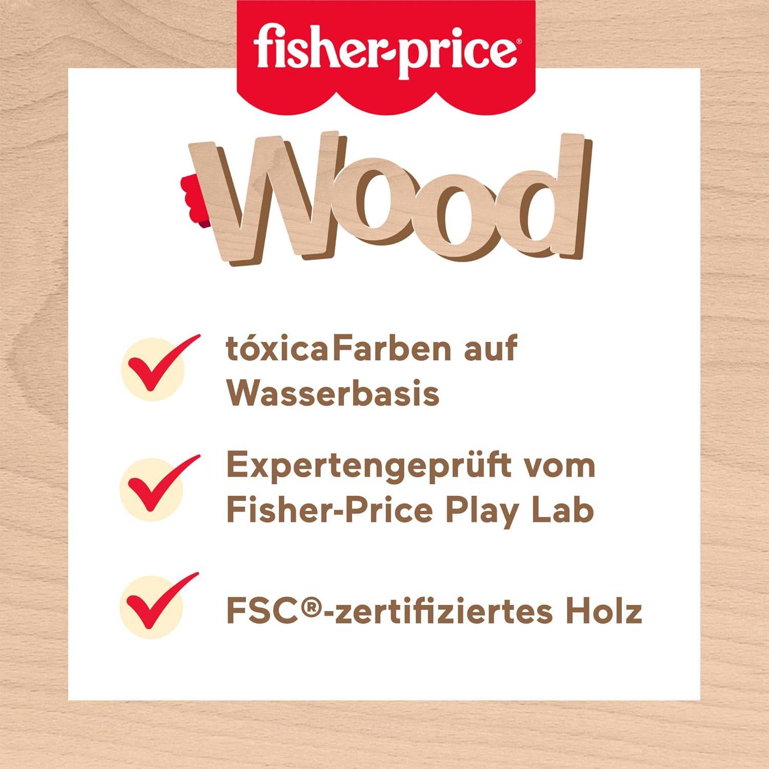 Fisher-Price Baby Kleinkinder Stapel- und Sortier Tierwelt Holz 10-tlg. 1+ HXV04