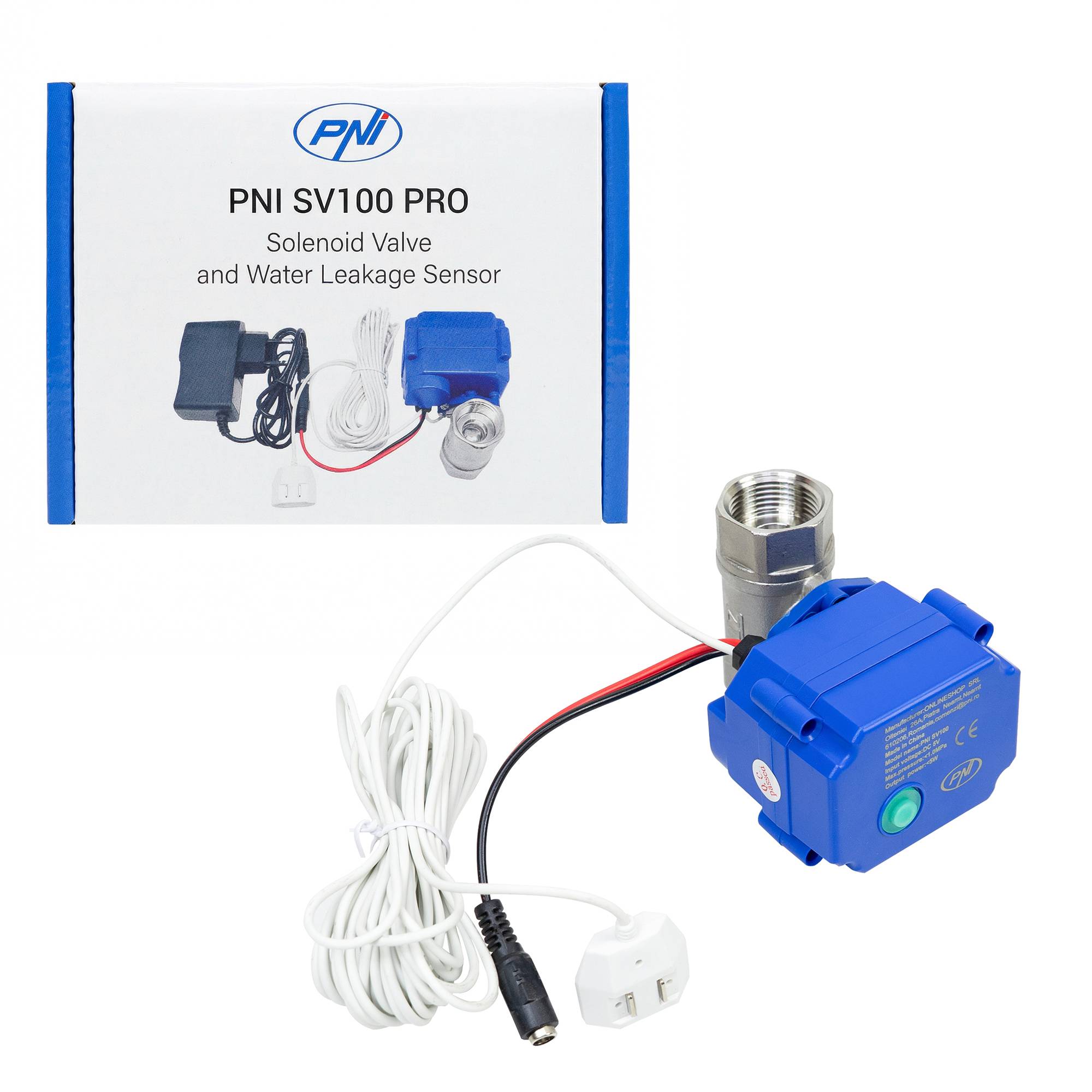 Überflutungsschutz-Kit PNI SV100 Sensor und Magnetventil 3/4 Zoll DN20, 1,0 MPa, IP65