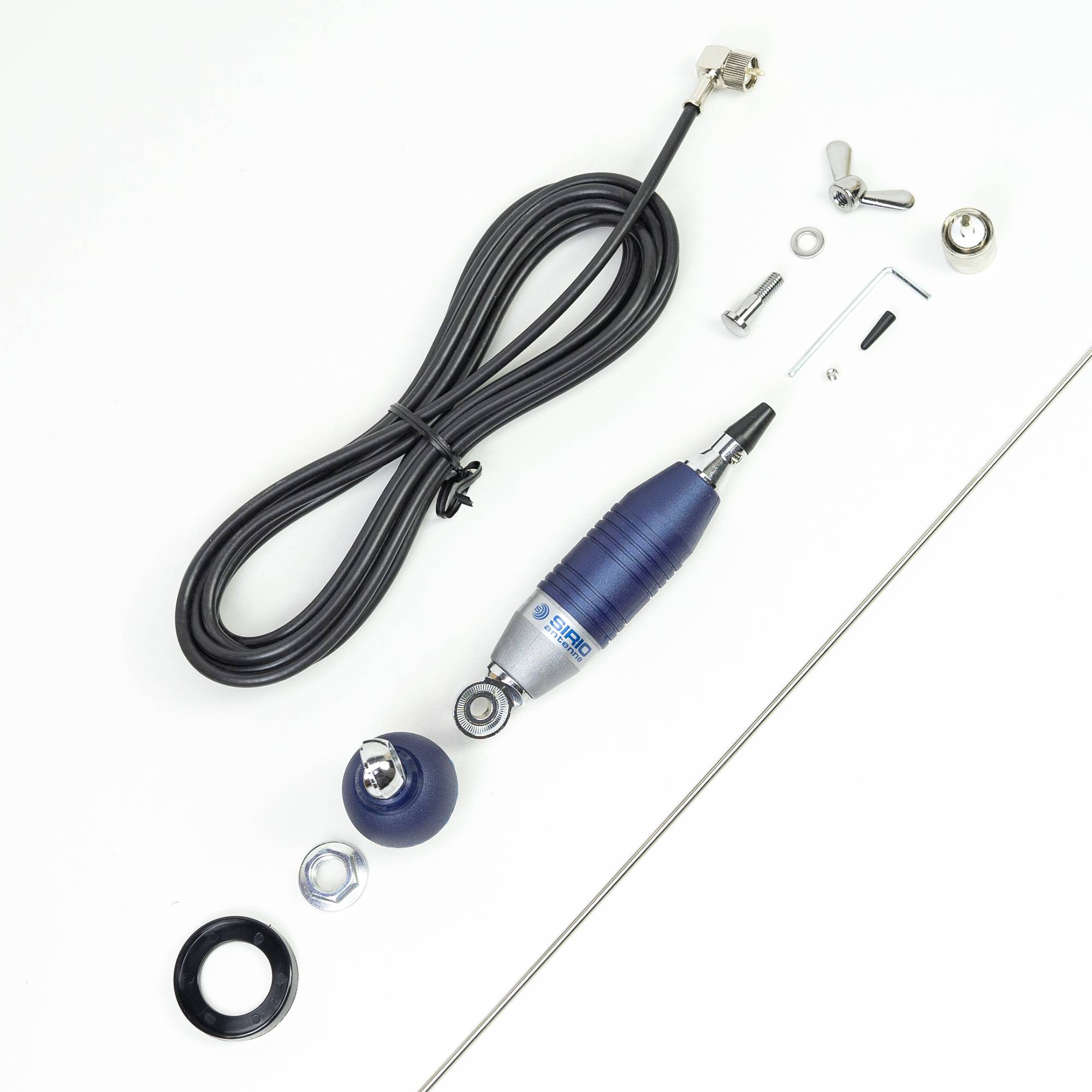 Sirio SUPER 9 CB-Antenne mit Butterfly, Länge 155 cm, 27 - 28,5 MHz, 250 W, Halterung, 4 m RG58-Kabel und PL259-Stecker im Lieferumfang enthalten