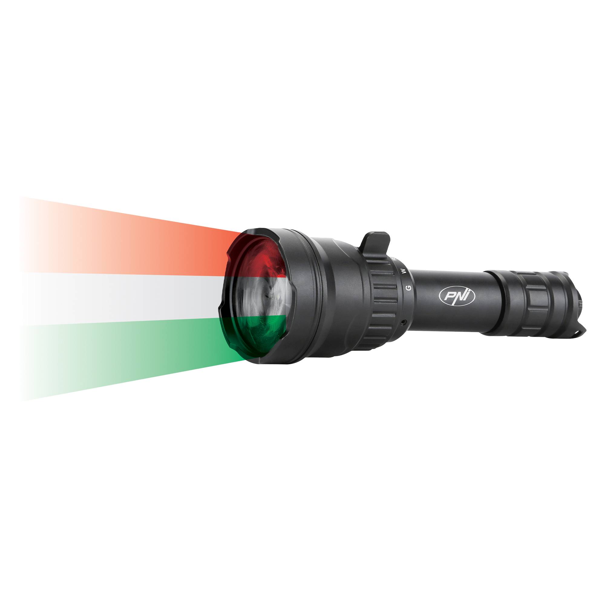 PNI Adventure F300 LED-Taschenlampenpaket in 3 Farben: weiß, rot, grün, maximal 10W, IPX6 + Sticky Pad-Flagge