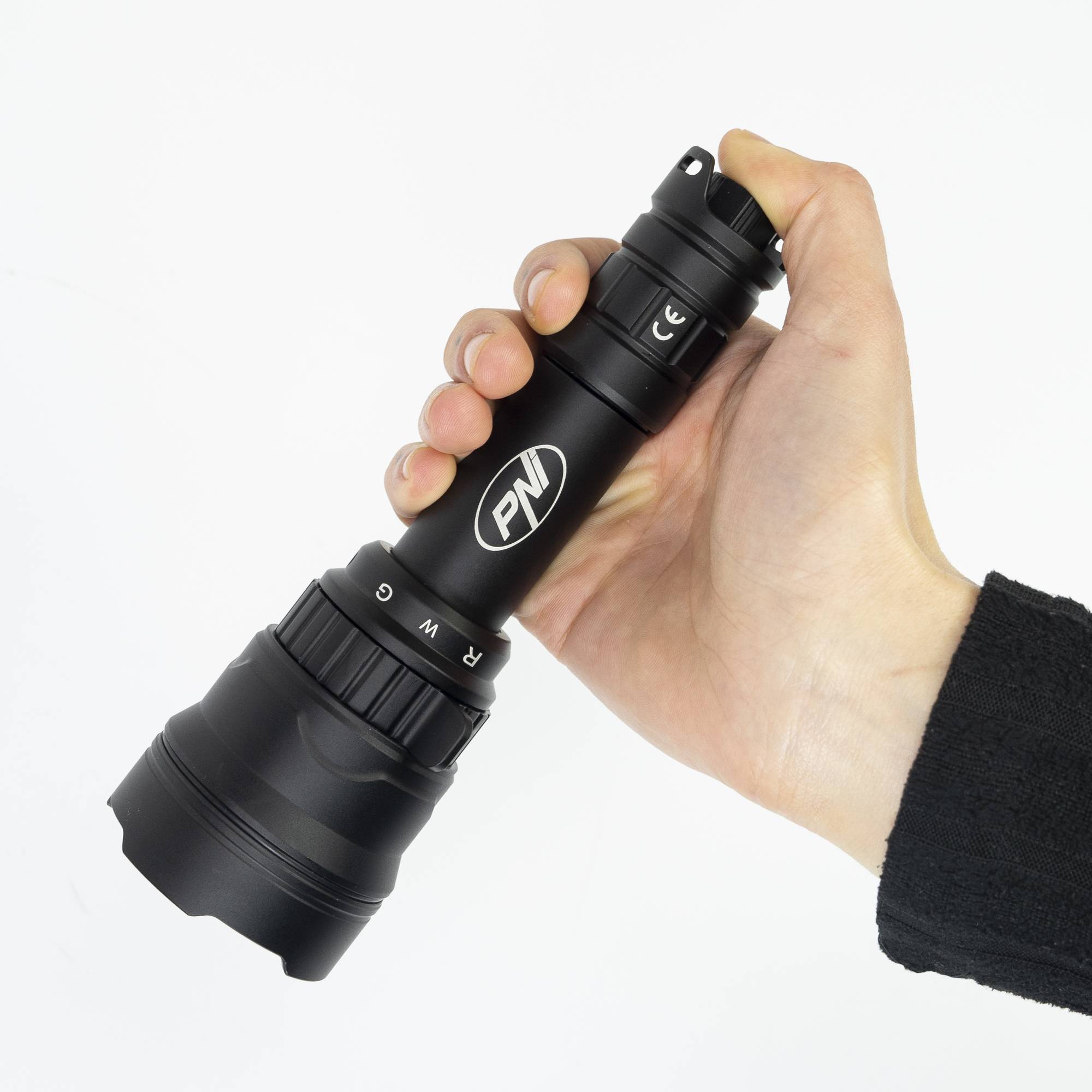 PNI Adventure F300 Taschenlampe mit 3-Farben-LED, weiß, rot, grün, max. 10W, IPX6, Reichweite 536 m, Lichtstrom 540 lm, 18650 3000mAh Akku inklusive