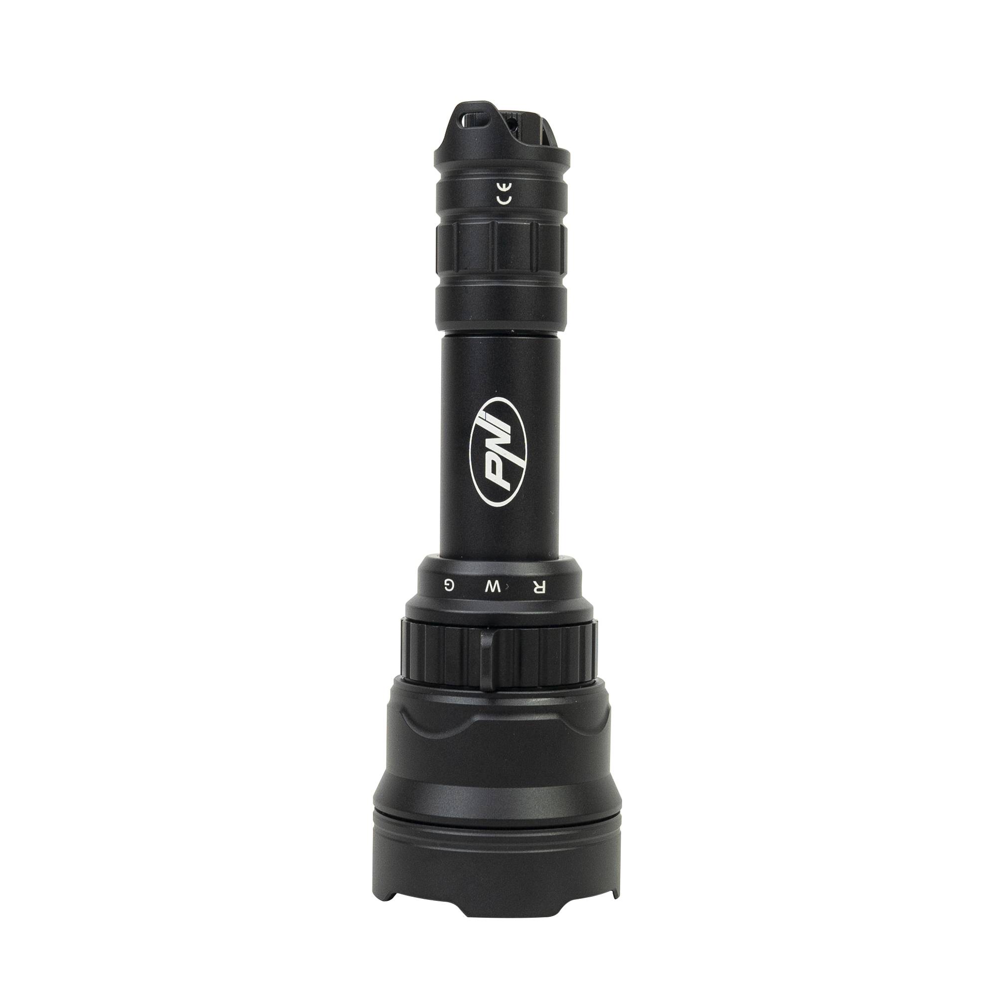 PNI Adventure F300 LED-Taschenlampenpaket in 3 Farben: weiß, rot, grün, maximal 10W, IPX6 + Sticky Pad-Flagge