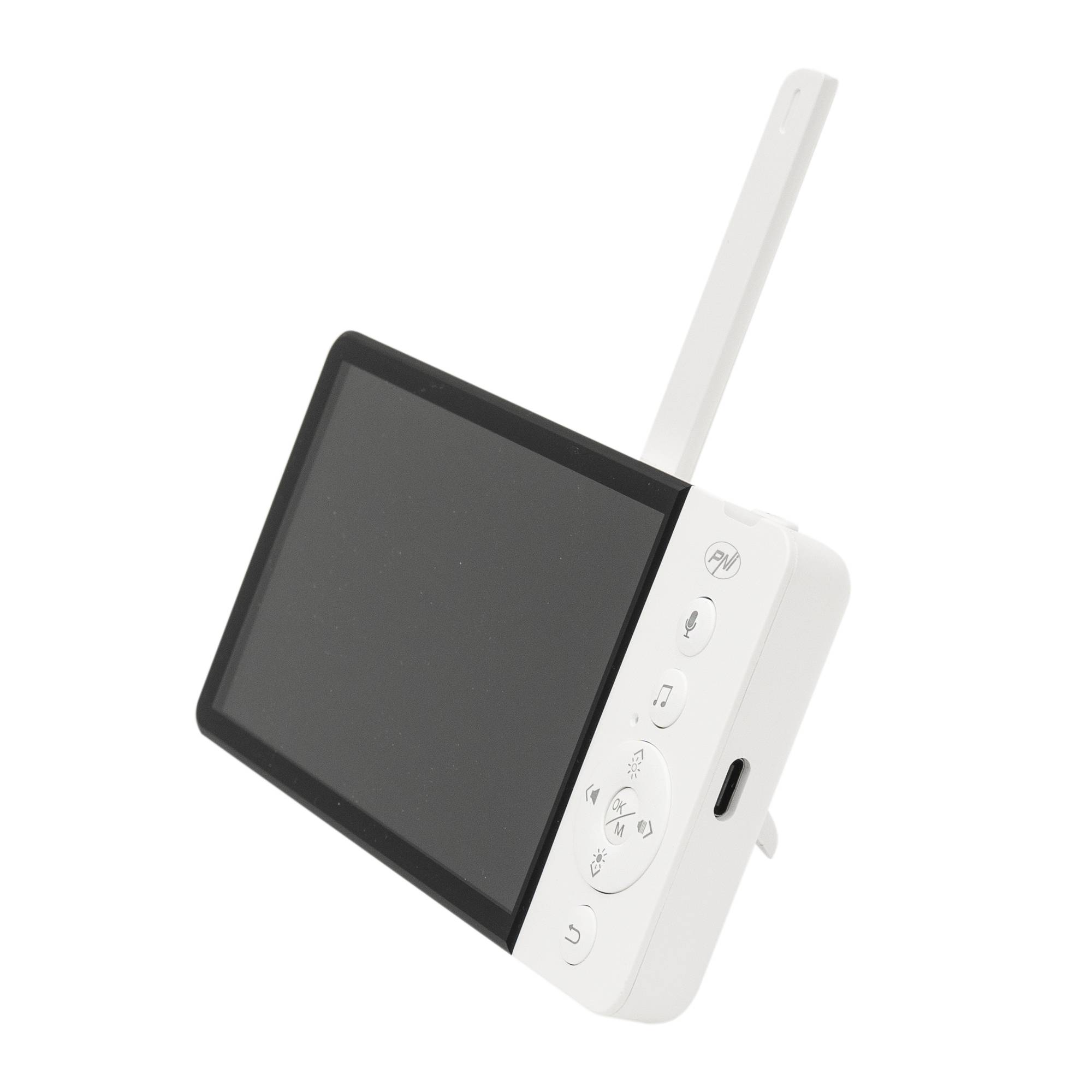 Video Babyphone PNI BM500 5 Zoll Funkbildschirm 2,4 GHz, Temperatursensor, VOX, Nachtsicht, Zoomfunktion, Schlaflieder