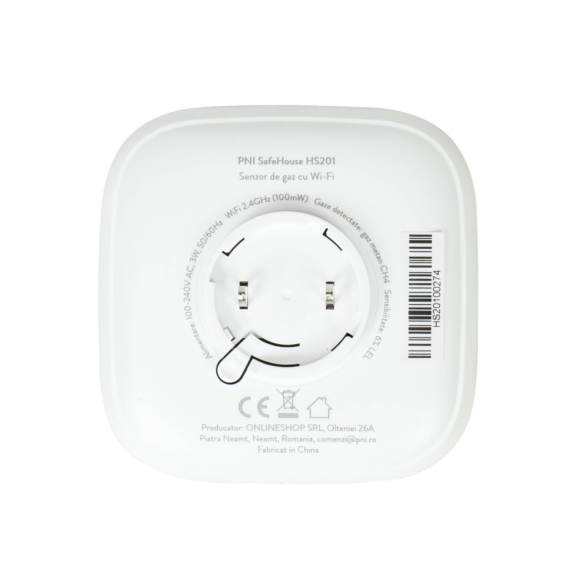 PNI SafeHouse HS201 Methangassensor (CH4) mit WLAN, Steuerung über die Tuya Smart-Anwendung, 230-V-Stromversorgung, 70 dB, Sprachansage, akustischer