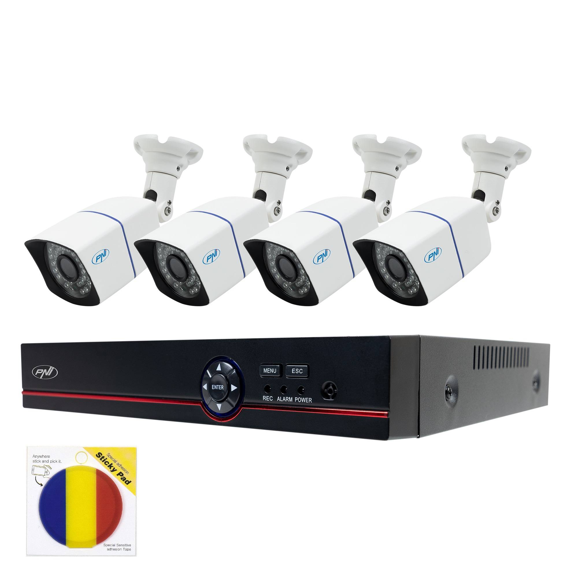 PNI House PTZ1500 5MP DVR Videoüberwachungsset – 4 Kameras und Sticky Pad Flag Package