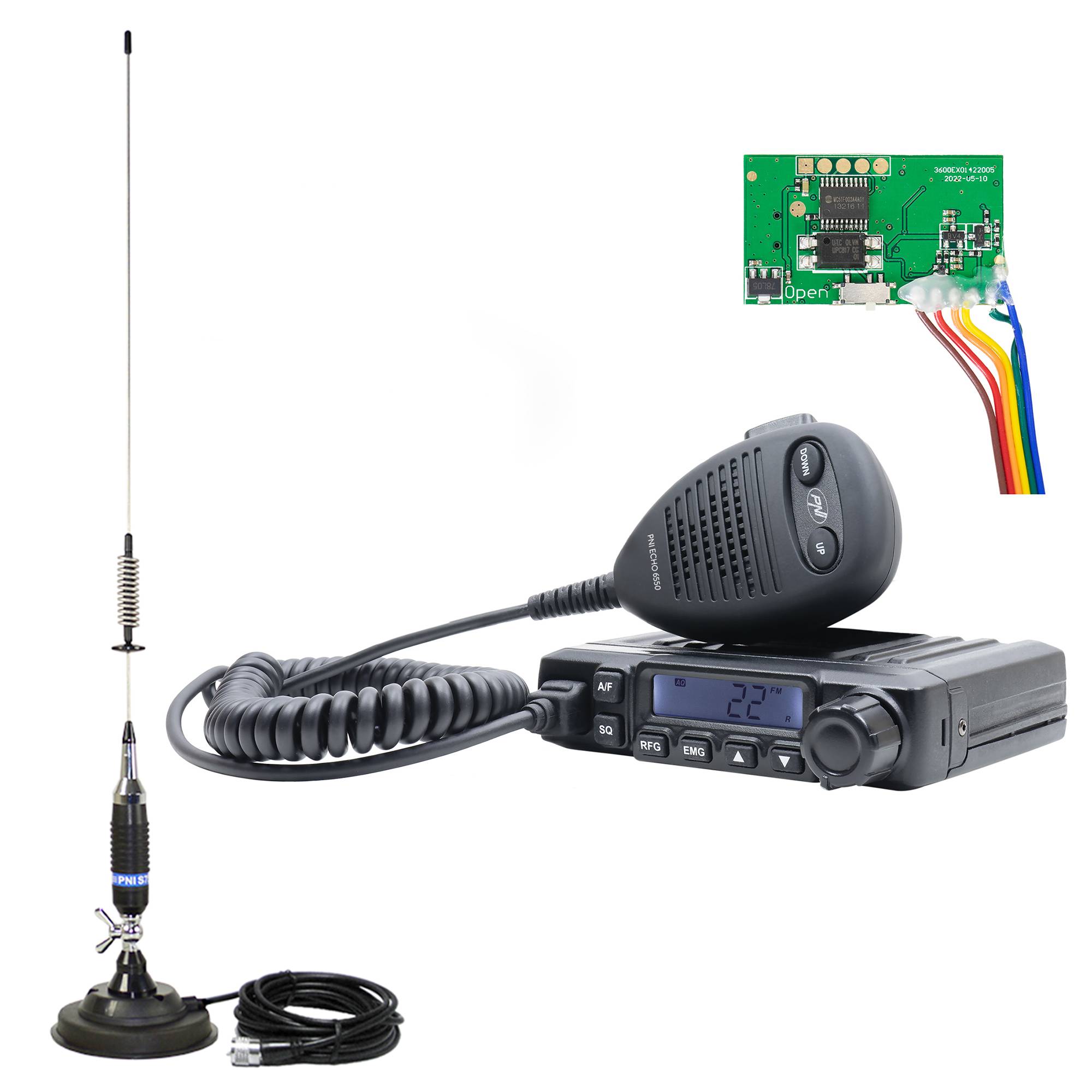 CB-Funkstationspaket PNI Escort HP 6550 mit installiertem PNI ECH01 + CB-Antenne PNI S75 mit Magnet