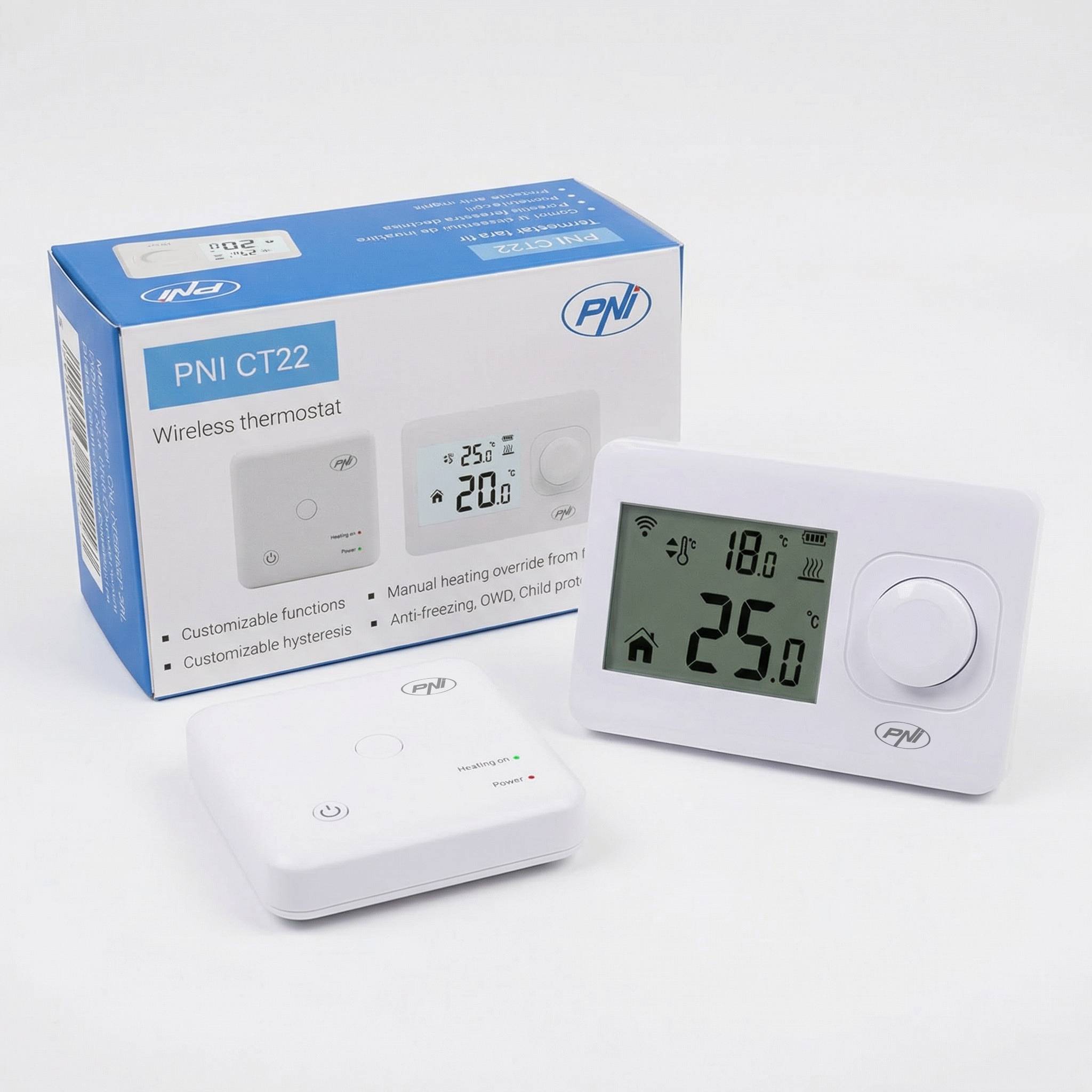 PNI CT22 Wireless Thermostat für Kessel, beleuchtete Anzeige, nicht programmierbar