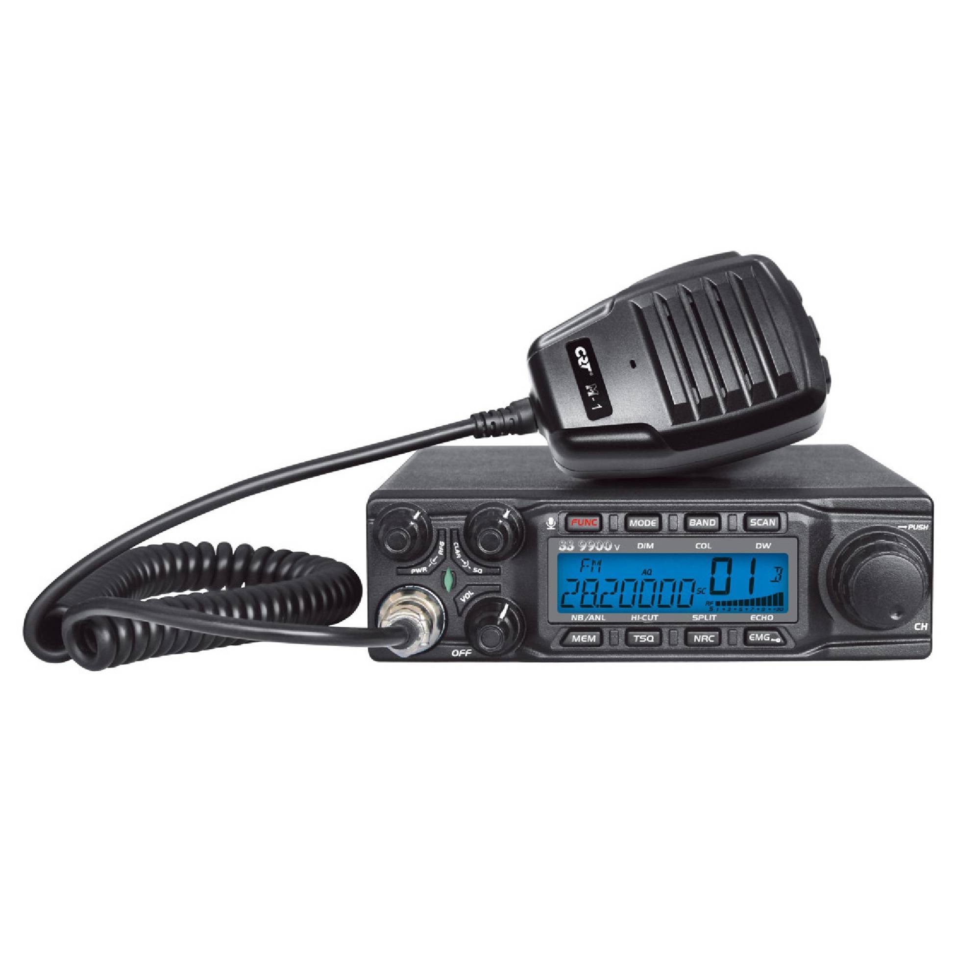 CRT SS 9900V AM, FM, LSB, USB, CW 28-29.7Mhz, ASQ, DTMF, Roger Beep, 12V, CTCSS, DCS, programmierbare Radiostation AM: 80W, FM: 50W, SSB: 80W PEP
