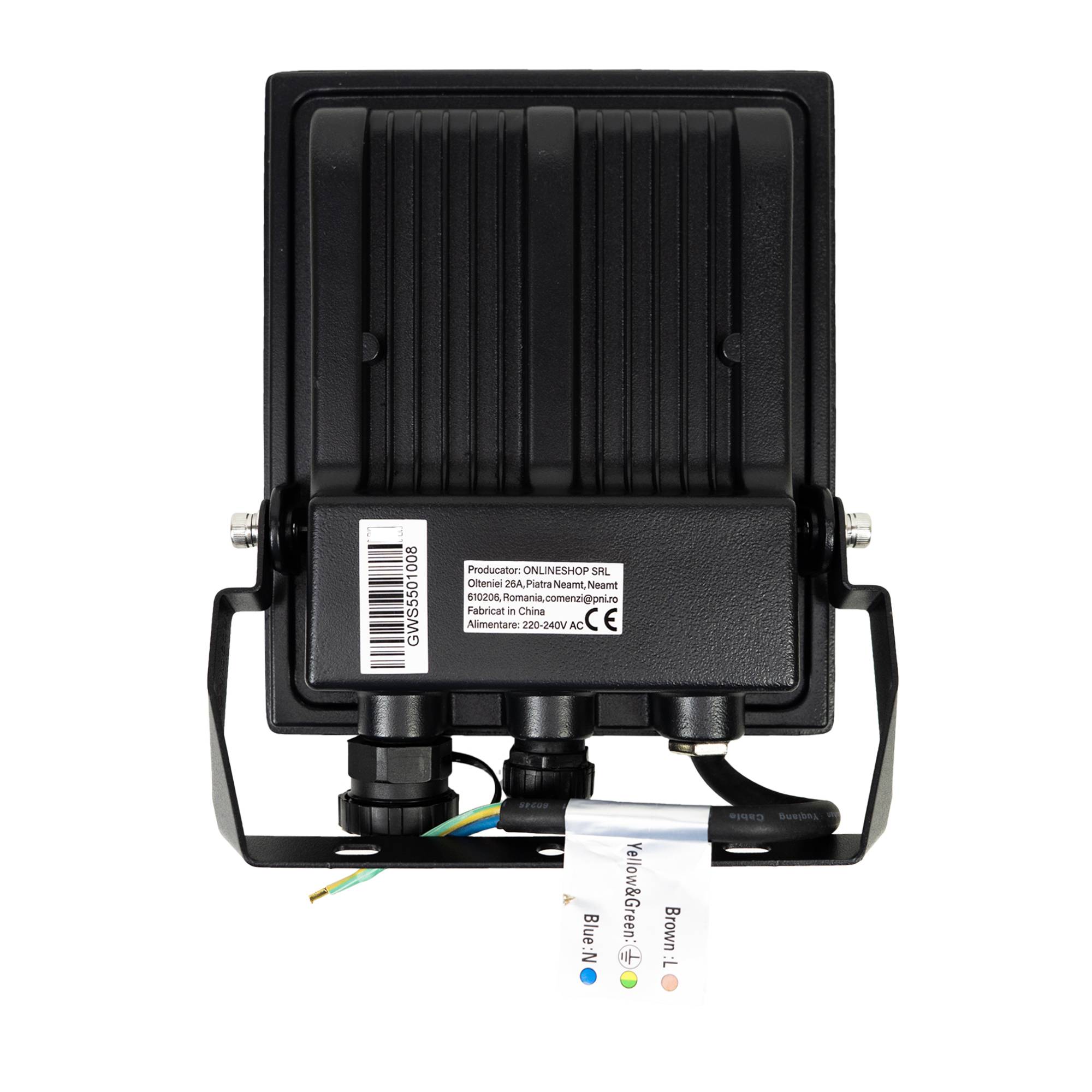 PNI GreenHouse LED-Flutlicht WS550NP 50W 230V Netzteil, einstellbare Farbtemperatur (3000K, 4000K, 6500K), einstellbare Lichtintensität