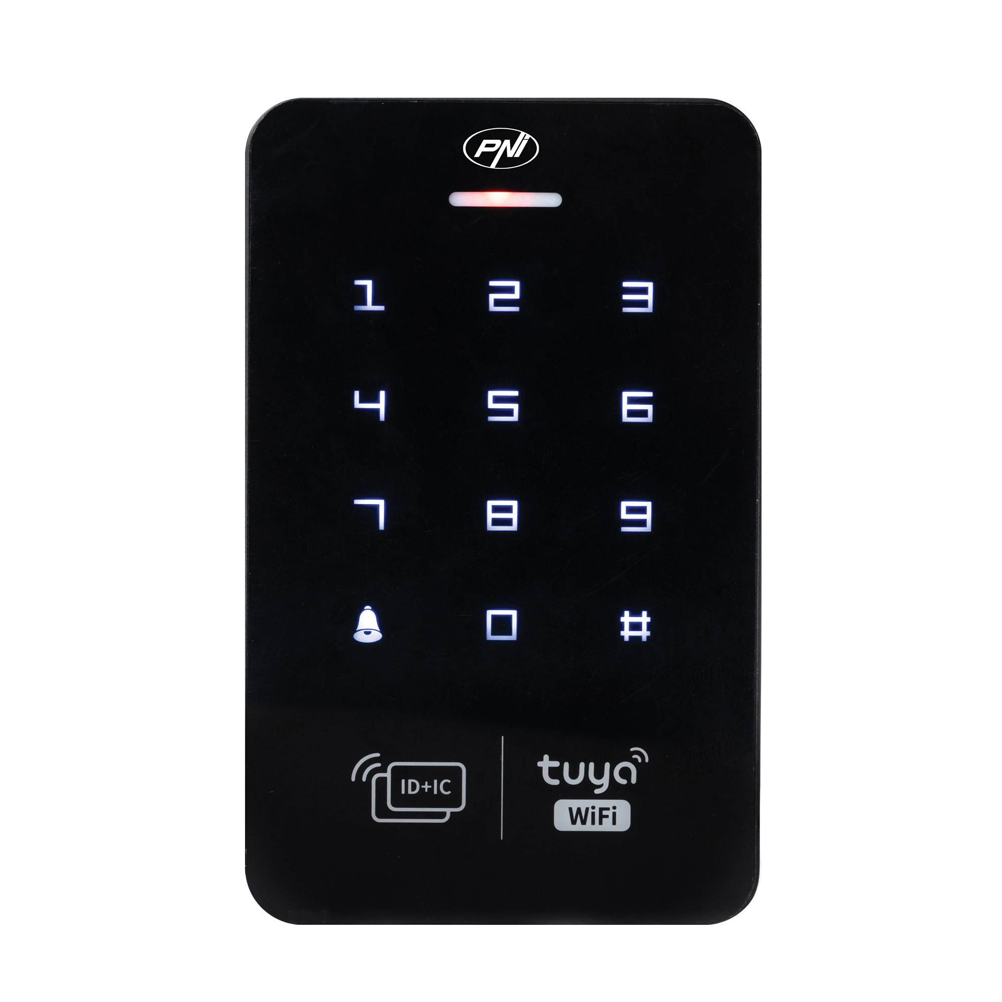 Stand-alone-Zugangskontrolltastatur PNI DK150, Entriegelung mit PIN, RFID-Karte, IP65, schwarz
