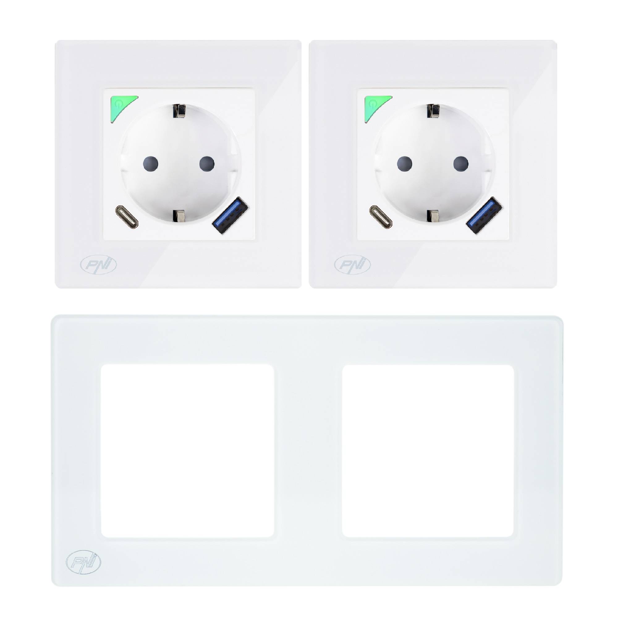 PNI SmartHome WP202 WiFi-Smart-Steckdose, unterirdische Montage, Internetsteuerung, dedizierte Tuya Smart-Anwendung, kompatibel mit Amazon Alexa