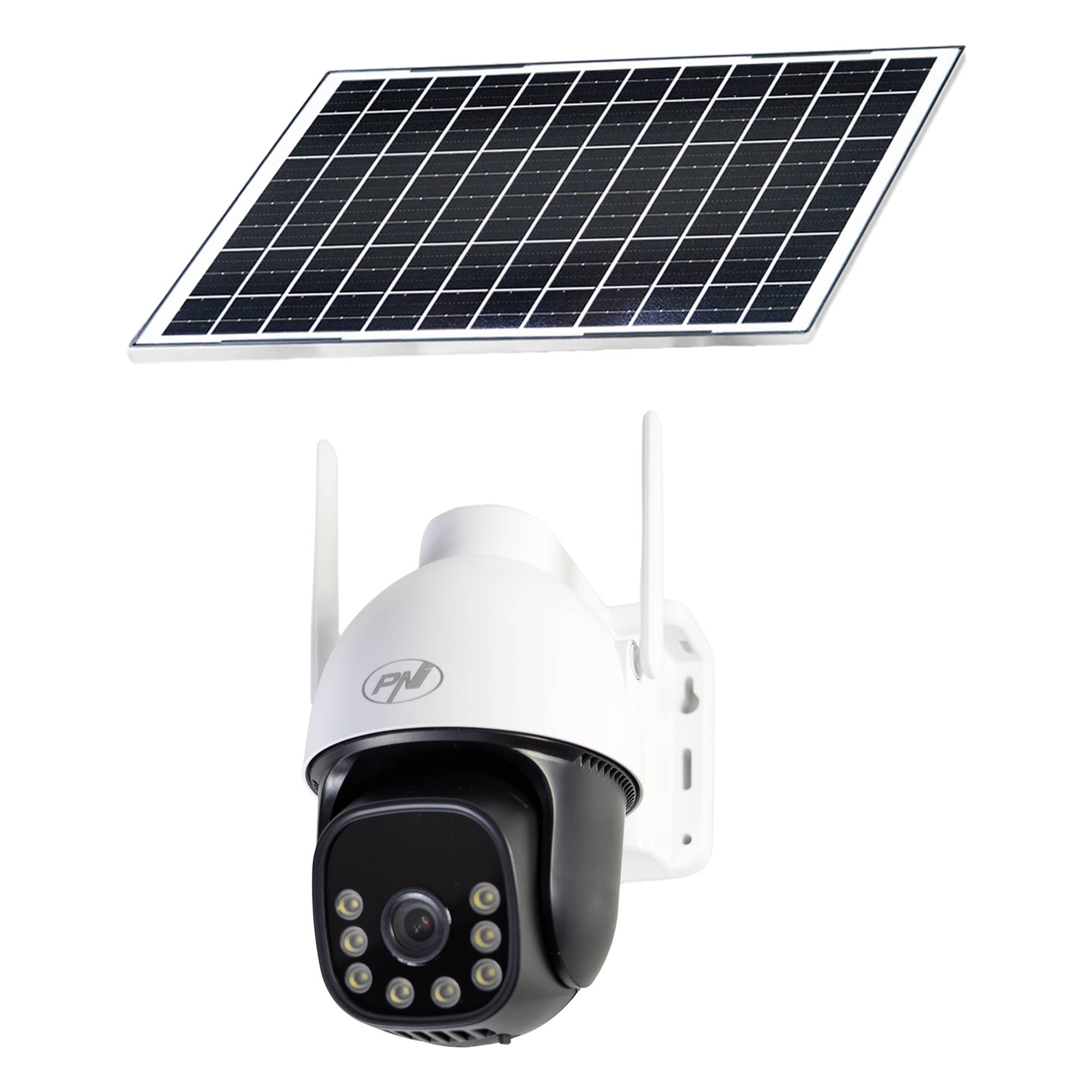 Videoüberwachungskamera PNI IP74 Live AOV Black Light 4MP GSM 4G mit Solarpanel und 16000-mAh-Akku Always On Video