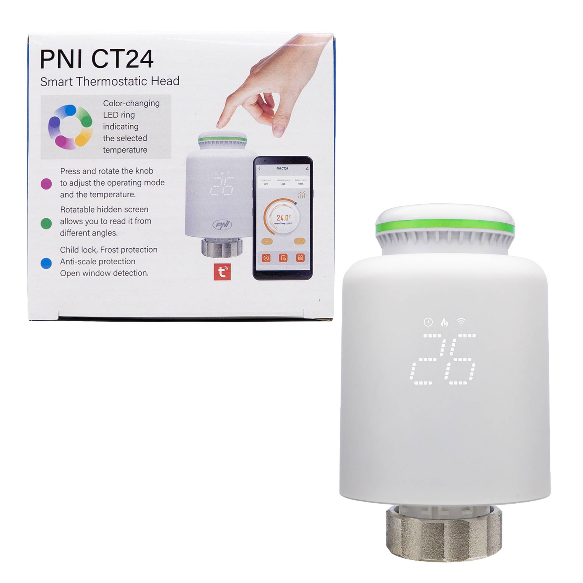 PNI CT24 intelligenter Thermostatkopf für Heizkörper, Tuya Smart-Mobilanwendung