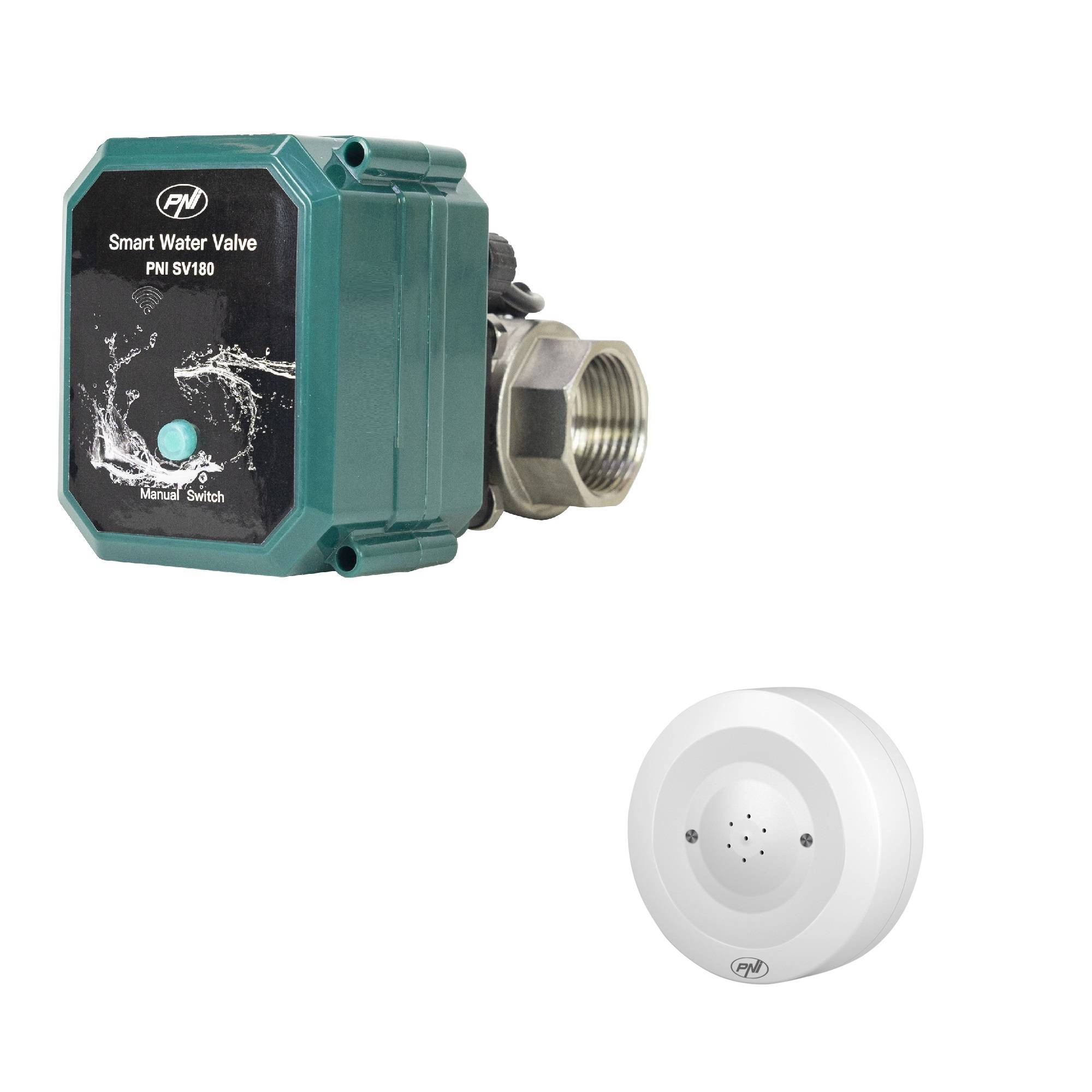 Intelligentes Wasserventil PNI SV180 Wi-Fi-Konnektivität, IP65, DN25 1 Tol, Tuya-Anwendung, kompatibel mit Amazon Alexa und Google Home