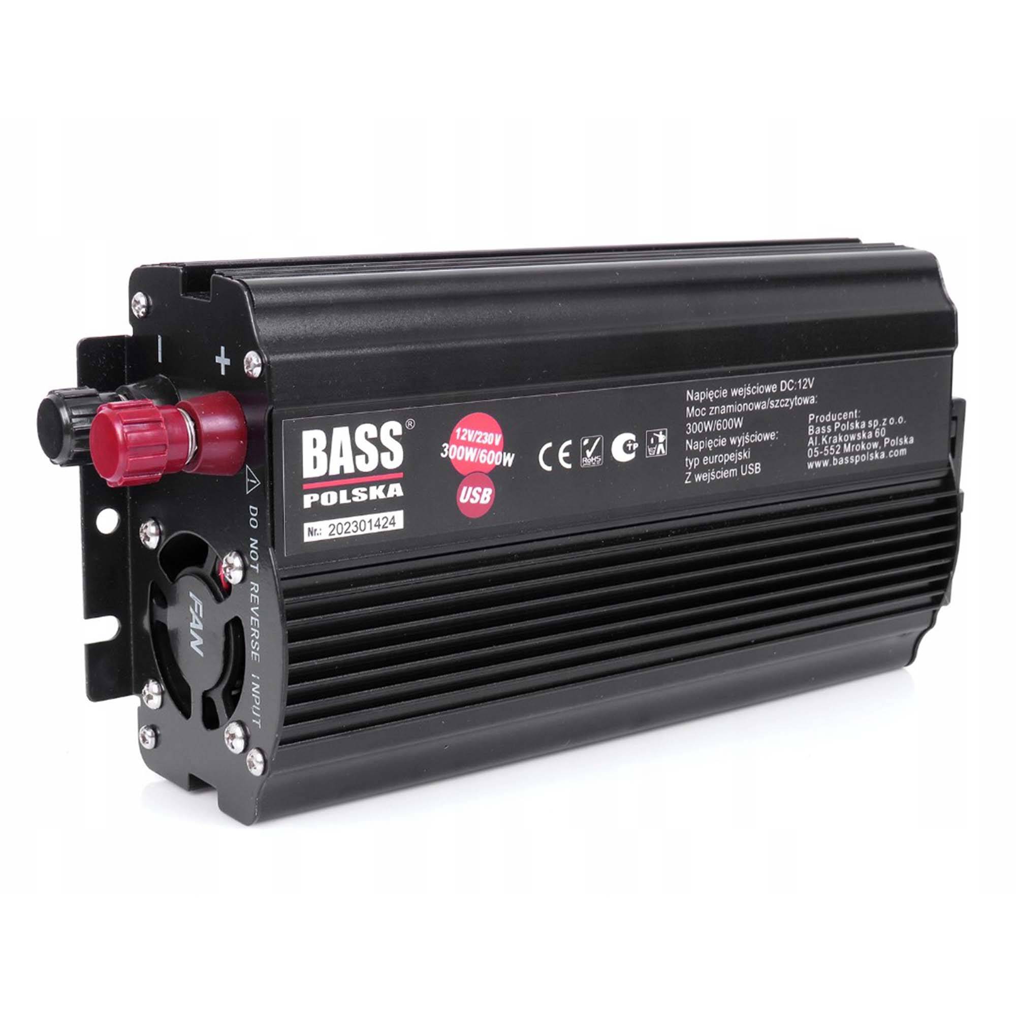 Spannungsinverter PNI Bass BP-5009 12V Versorgung, 230V Ausgang, reiner Sinus, schwarz