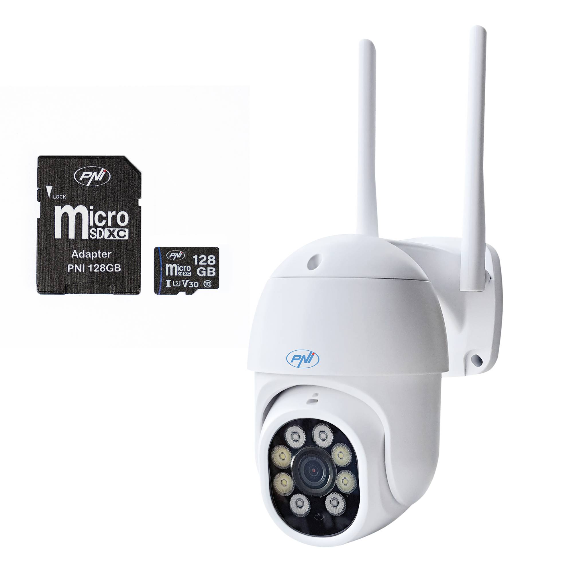 PNI IP840 WiFi drahtlose Videoüberwachungskamera, PTZ, 8MP 4K, Micro-SD-Steckplatz, Standalone, KI-Funktionen, ONVIF, ICSee-App