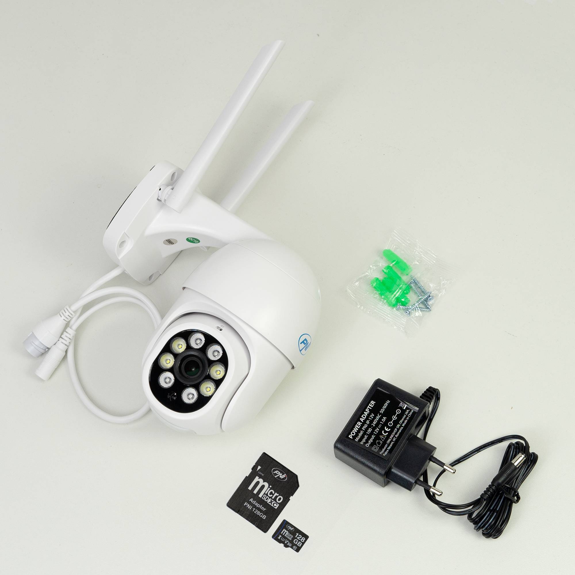 PNI IP840 WiFi drahtlose Videoüberwachungskamera, PTZ, 8MP 4K, Micro-SD-Steckplatz, Standalone, KI-Funktionen, ONVIF, ICSee-App