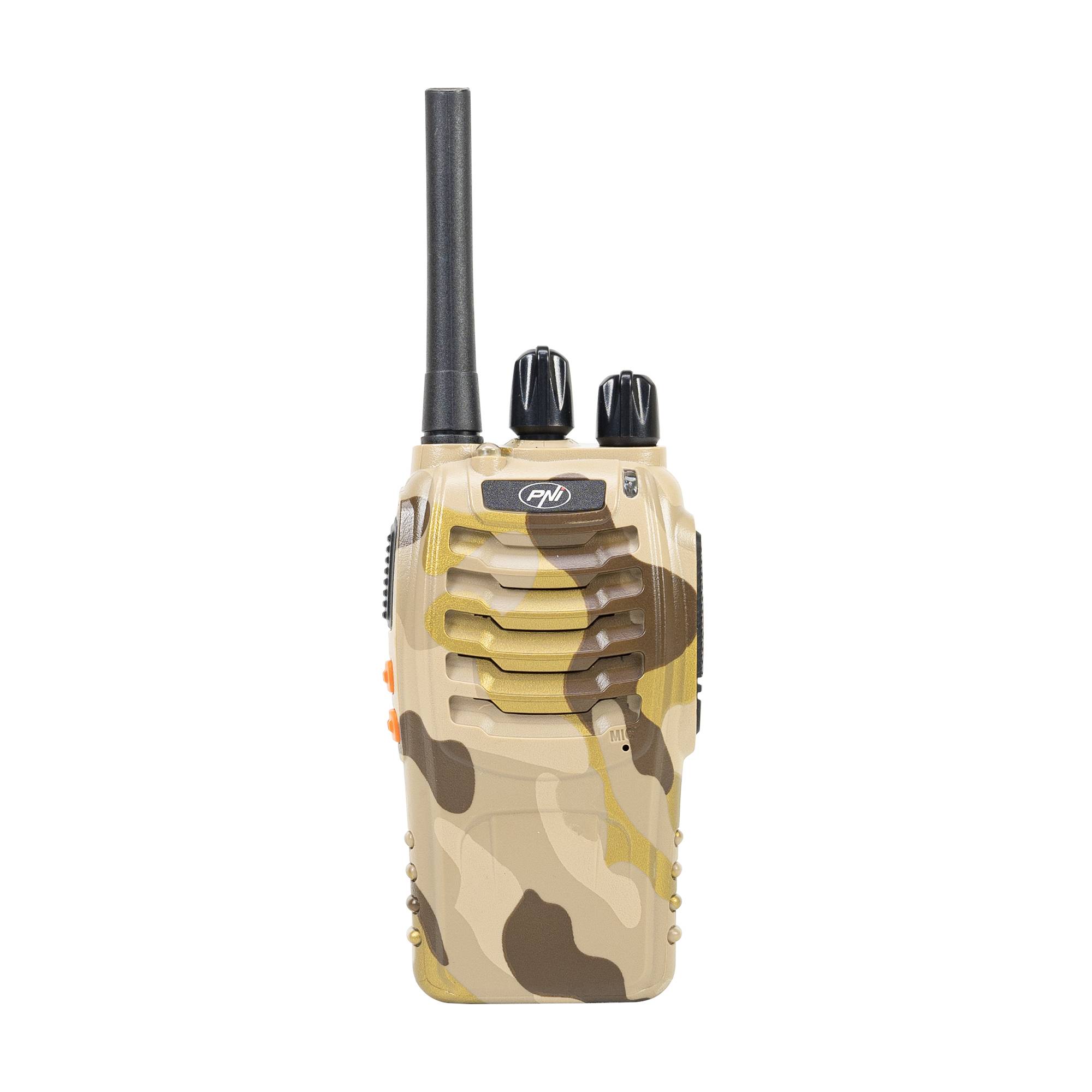 PNI PMR R40 CAMO tragbares Radiosender-Set, Set mit 10 Stück, 0,5 W, 16 PMR, 1200 mAh-Akkus, inklusive Ladegeräten und Kopfhörern