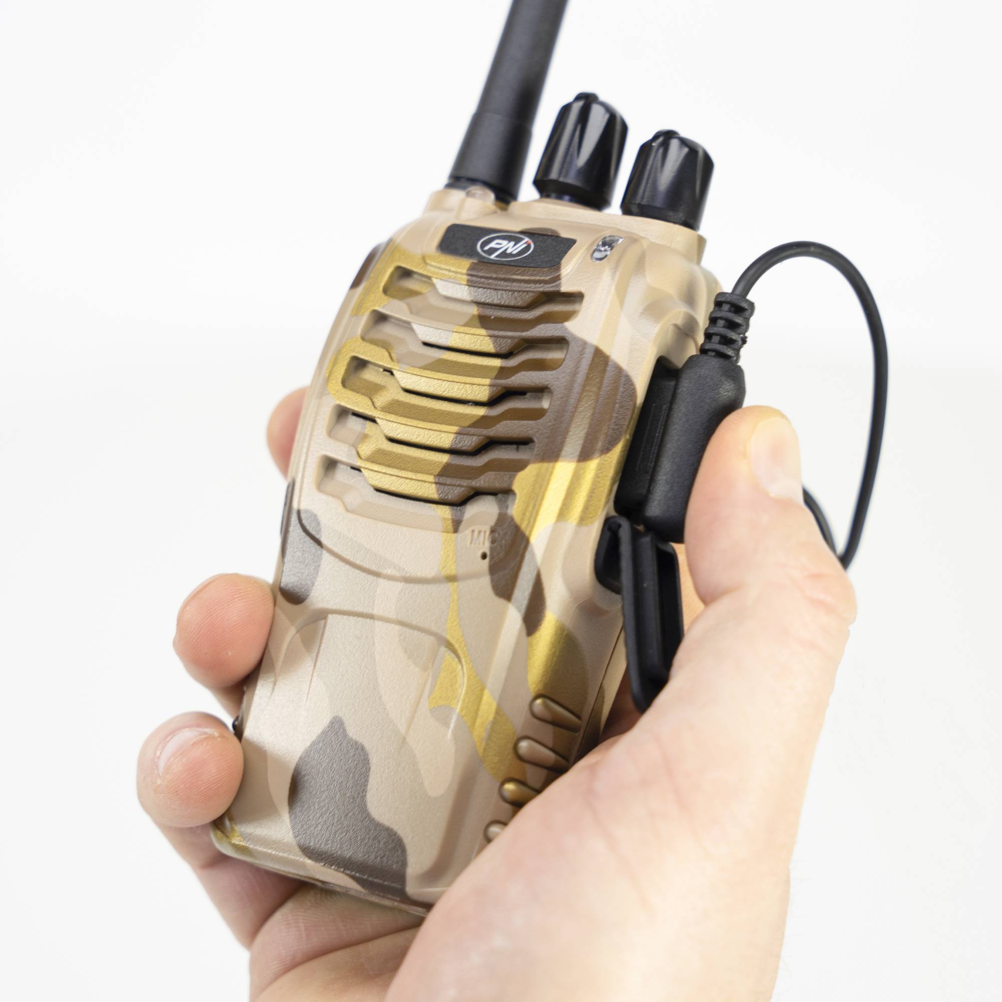 PNI PMR R40 CAMO 0,5W Tragbarer Radiosender-Bausatz, 16 Kanäle, 50 CTCSS und 104 DCS Töne, ASQ, TOT, Monitor, Set mit 6 Stück