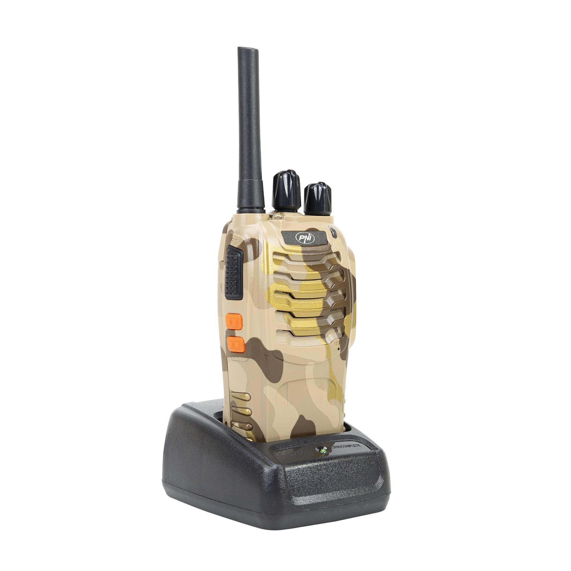 PNI PMR R40 CAMO 0,5W Tragbarer Radiosender-Bausatz, 16 Kanäle, 50 CTCSS und 104 DCS Töne, ASQ, TOT, Monitor, Set mit 6 Stück